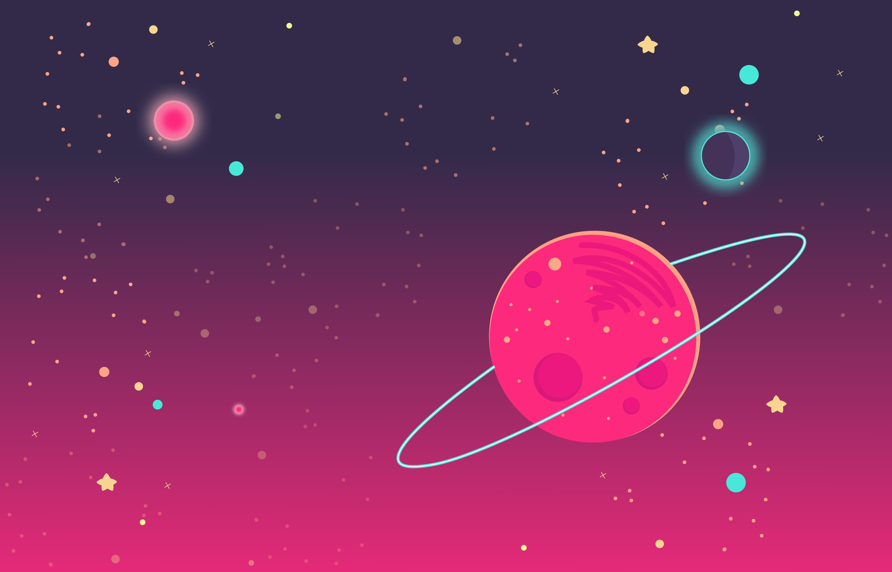 Deep Colorful Outer Space Cartoon Illustration astronaut background 2k