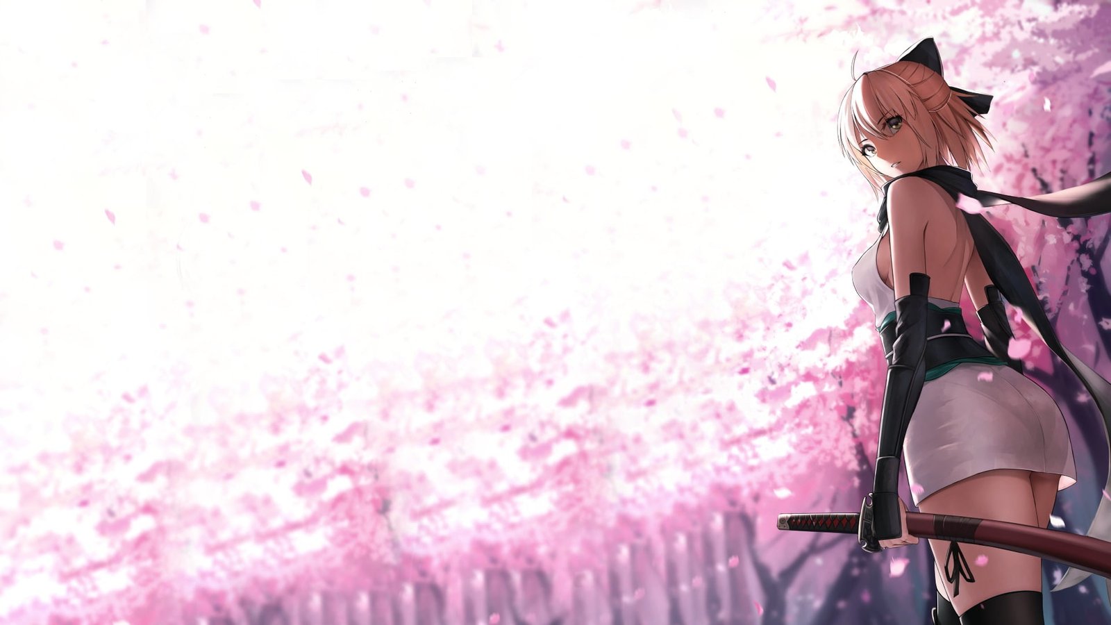 female anime fictional character wallpaper Sakura Saber Fate Grand Order 2k