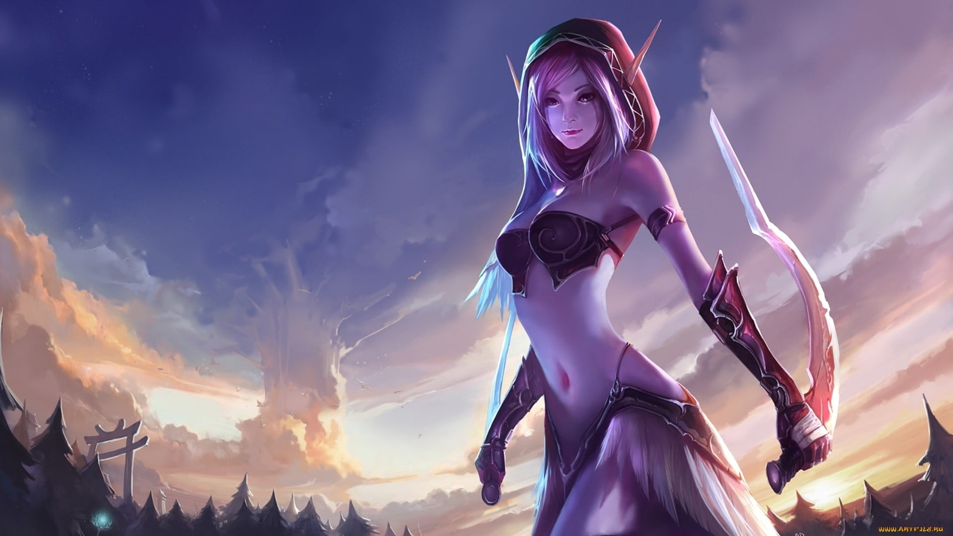 anime character woman illustration girls Warcraft Night Elves 2k