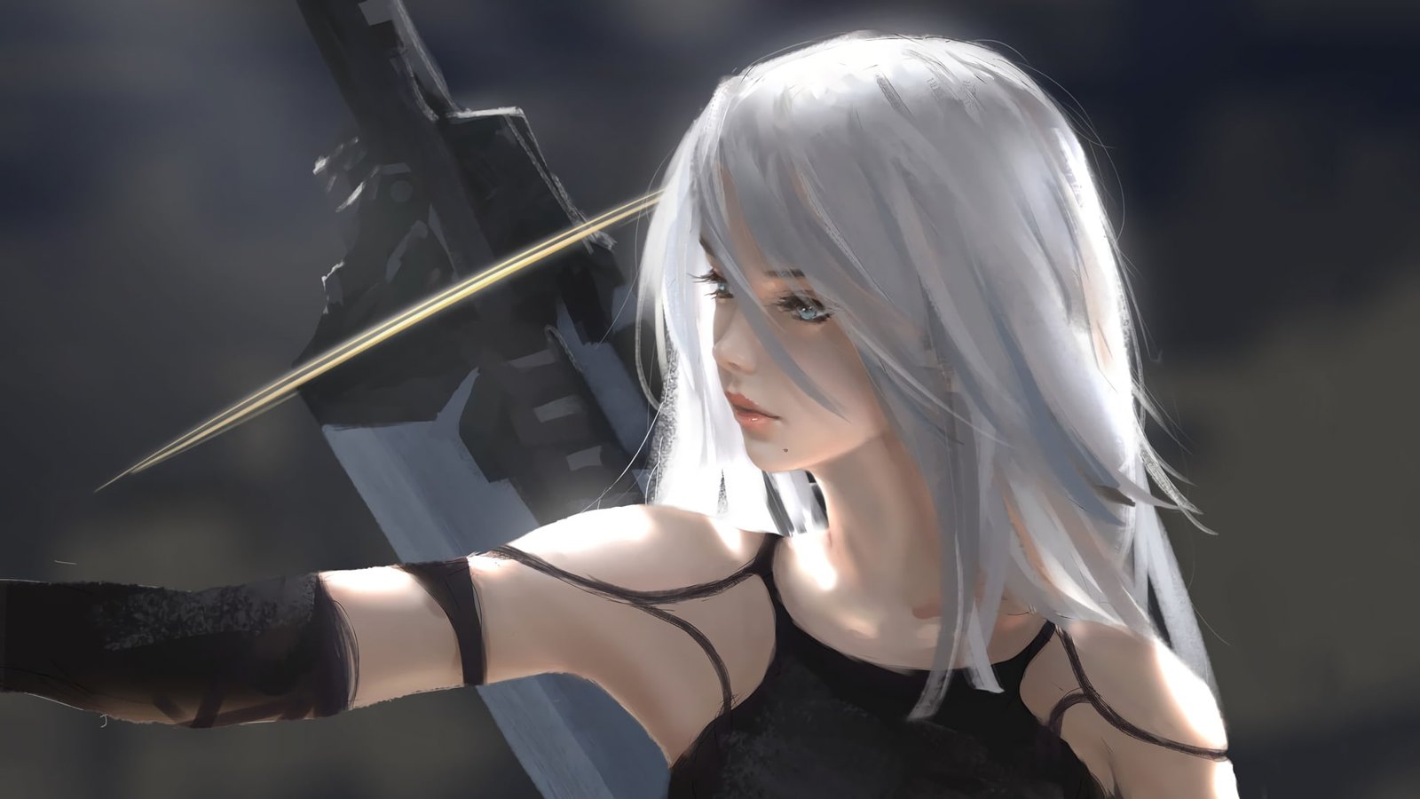 gray haired female anime wallpaper Video Game NieR Automata 2k