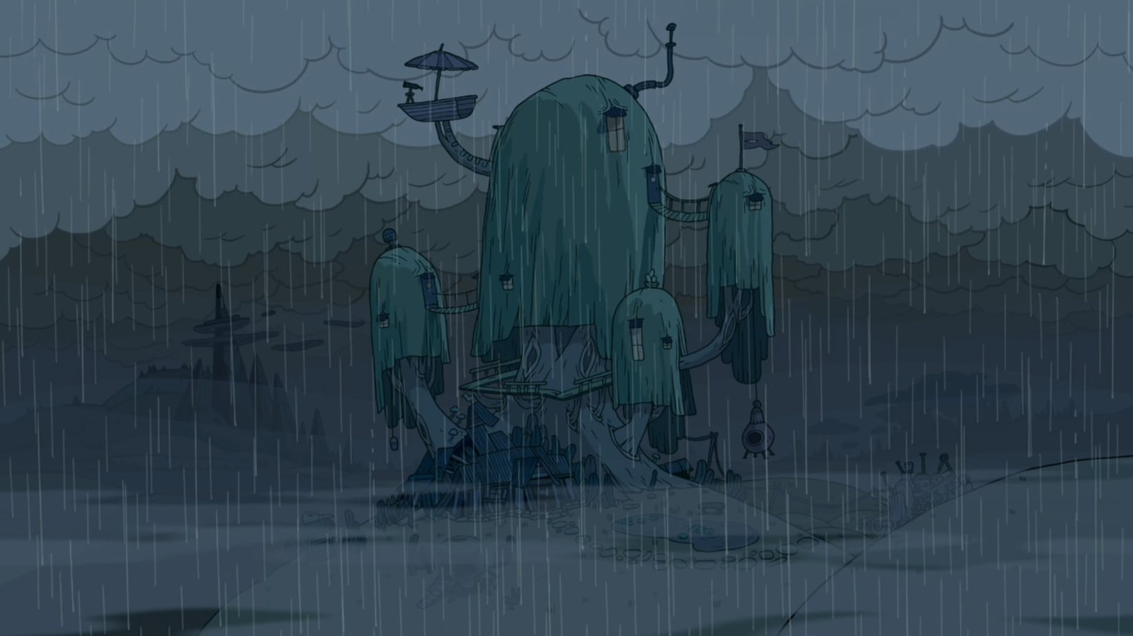 green house illustration Adventure Time built structure reflection 2k
