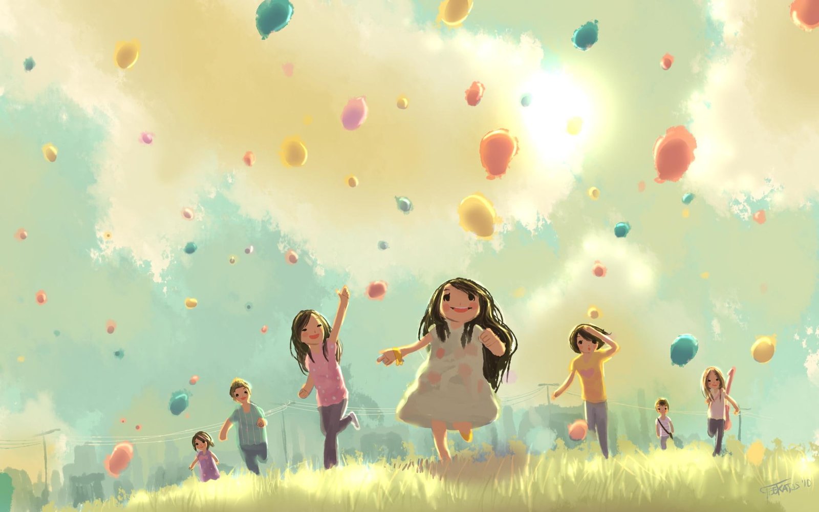 Happy Kids Drawing play children and abstract 2k