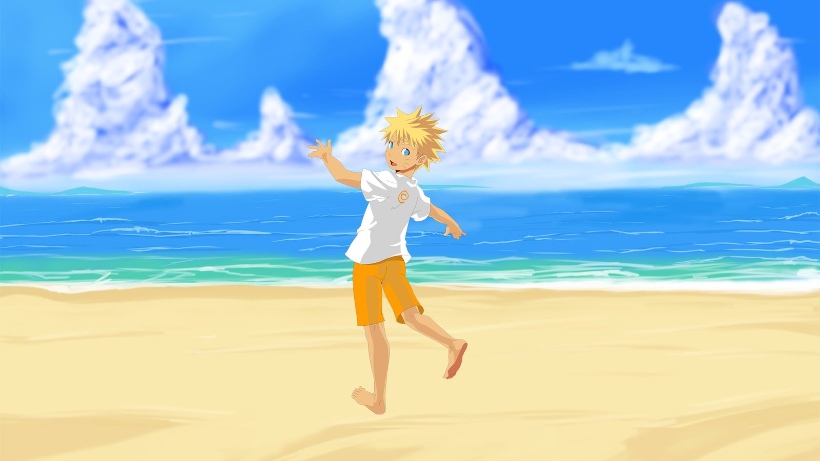 kid Uzumaki Naruto wallpaper sea beach art Anime one person 2k