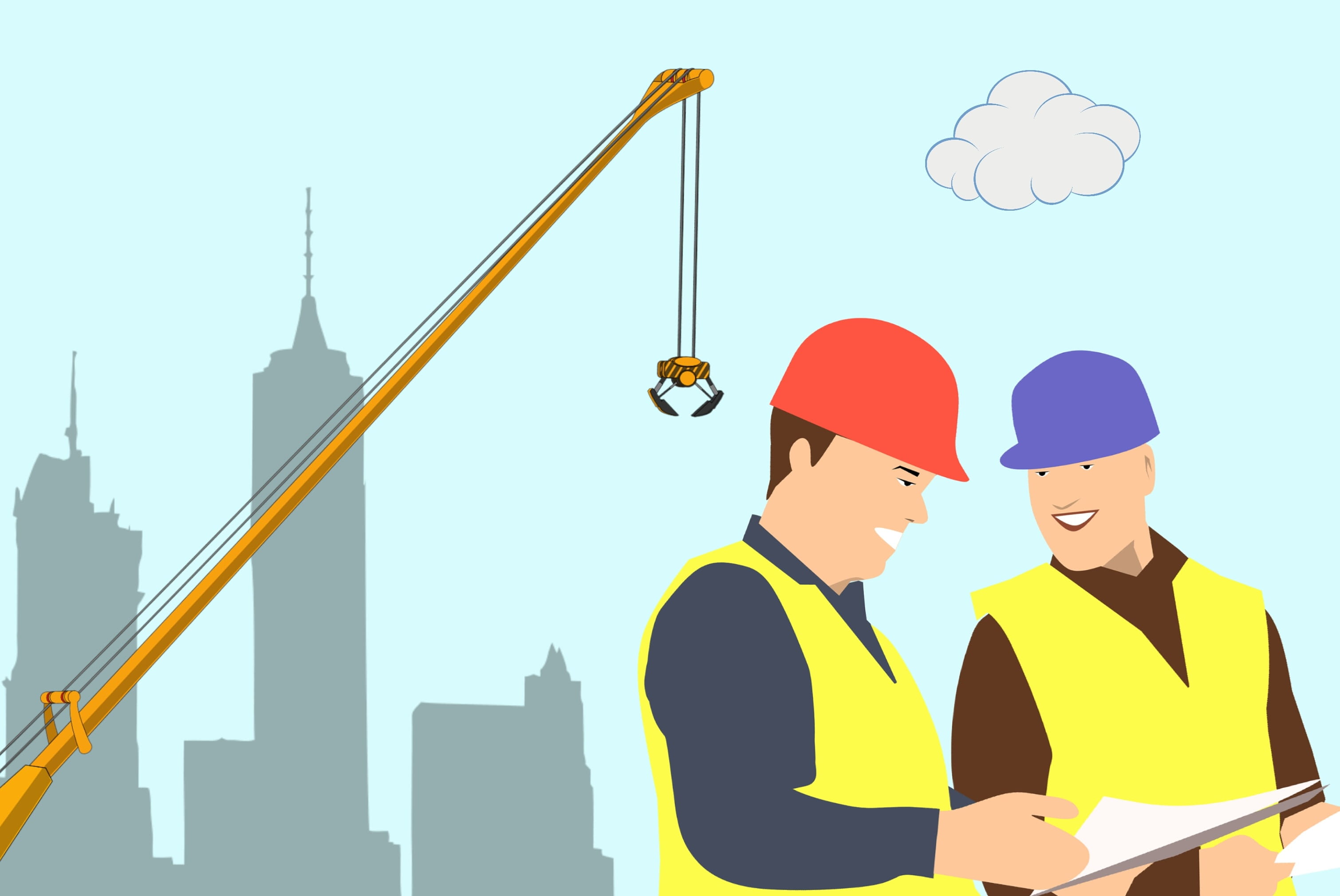 Illustration of two men working on a construction site engineer 2k