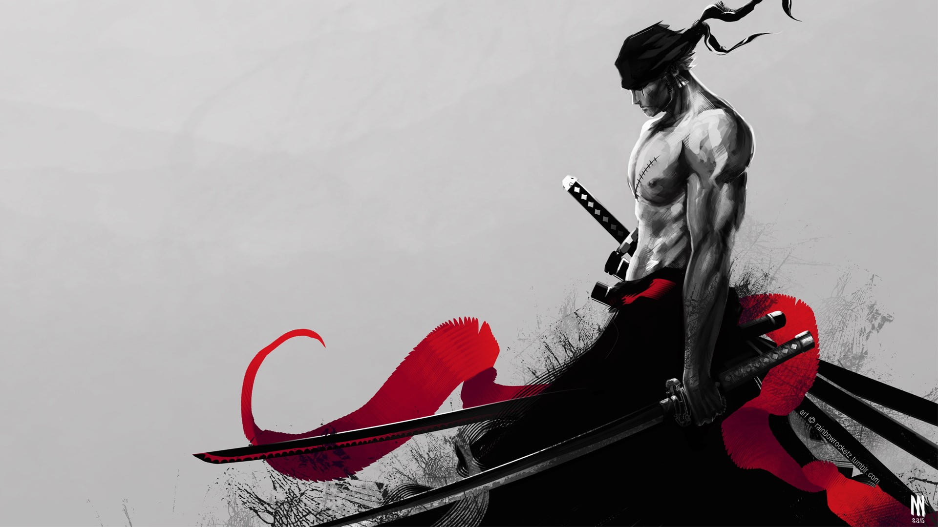 man holding katana illustration One Piece Zorro Roronoa Zoro 2k