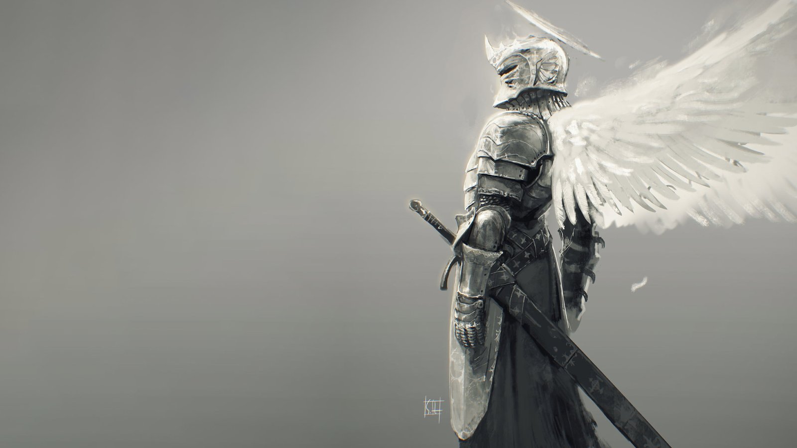 person with sword illustration fantasy armor art knight 2k