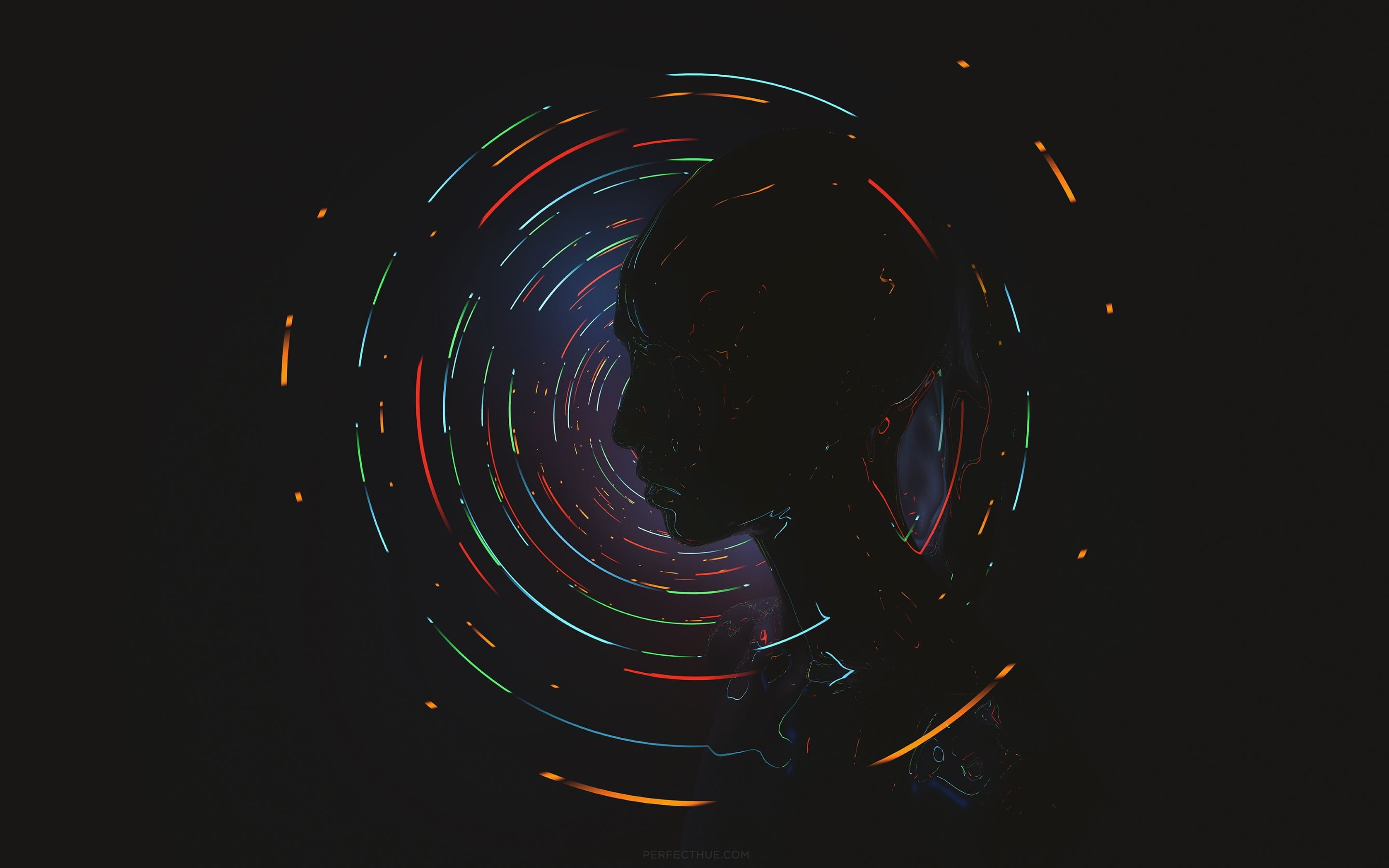 silhouette of human digital wallpaper abstract science fiction 2k