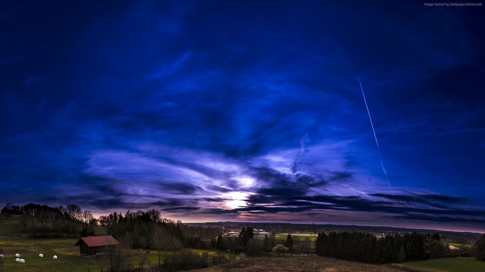 sky sunset forest 2k