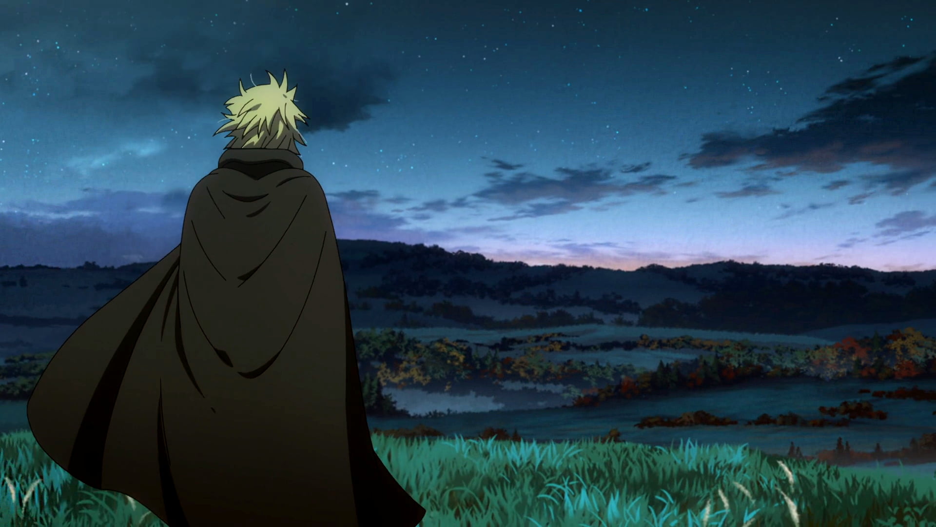 Vinland Saga landscape dawn sky clouds England anime 2k