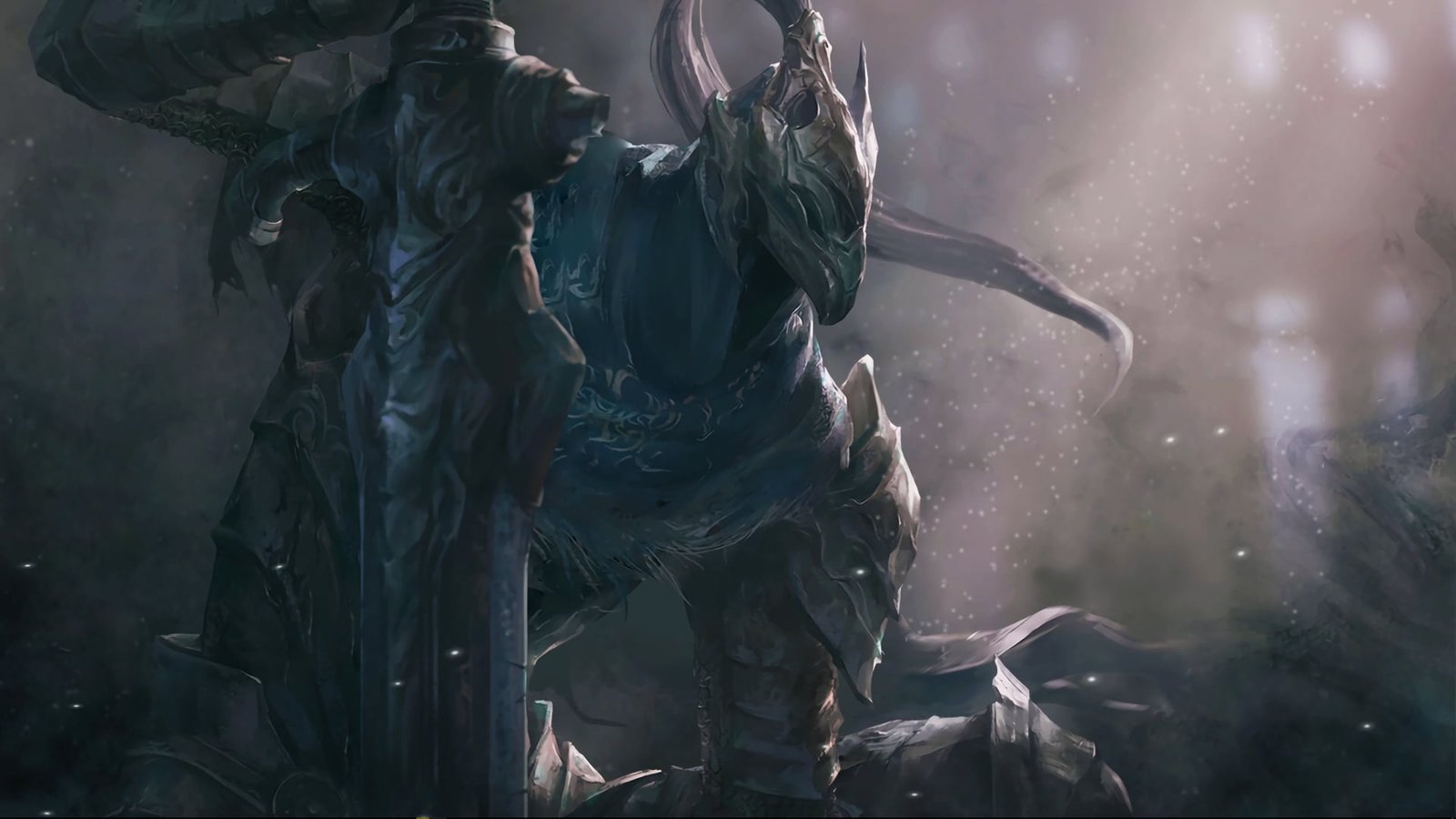 person in armor holding sword digital wallpaper Dark Souls video games 2k