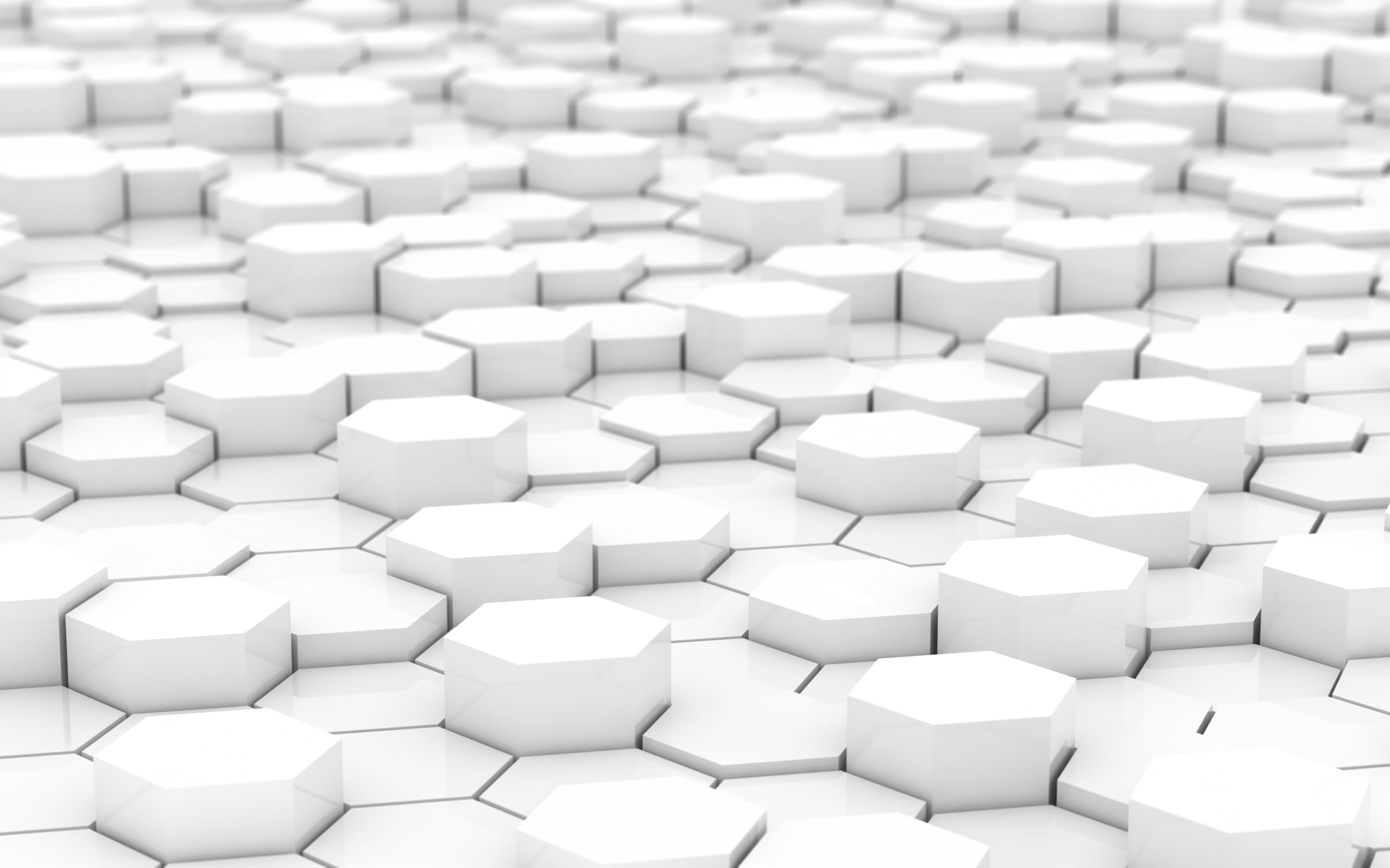 white hexagonal tiles platform simple abstract digital art 2k