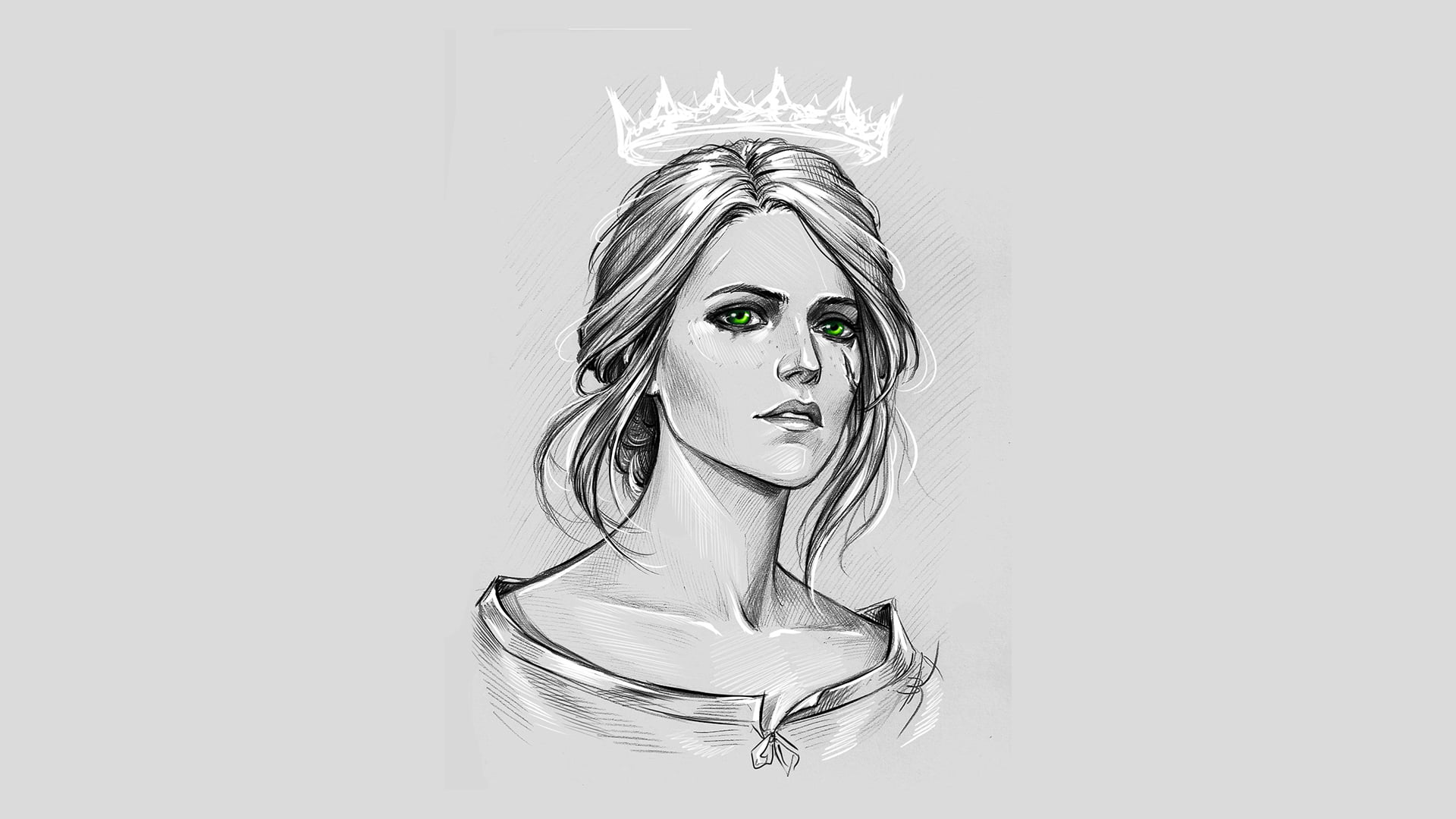 woman wearing crown sketch The Witcher 3 Wild Hunt 2k