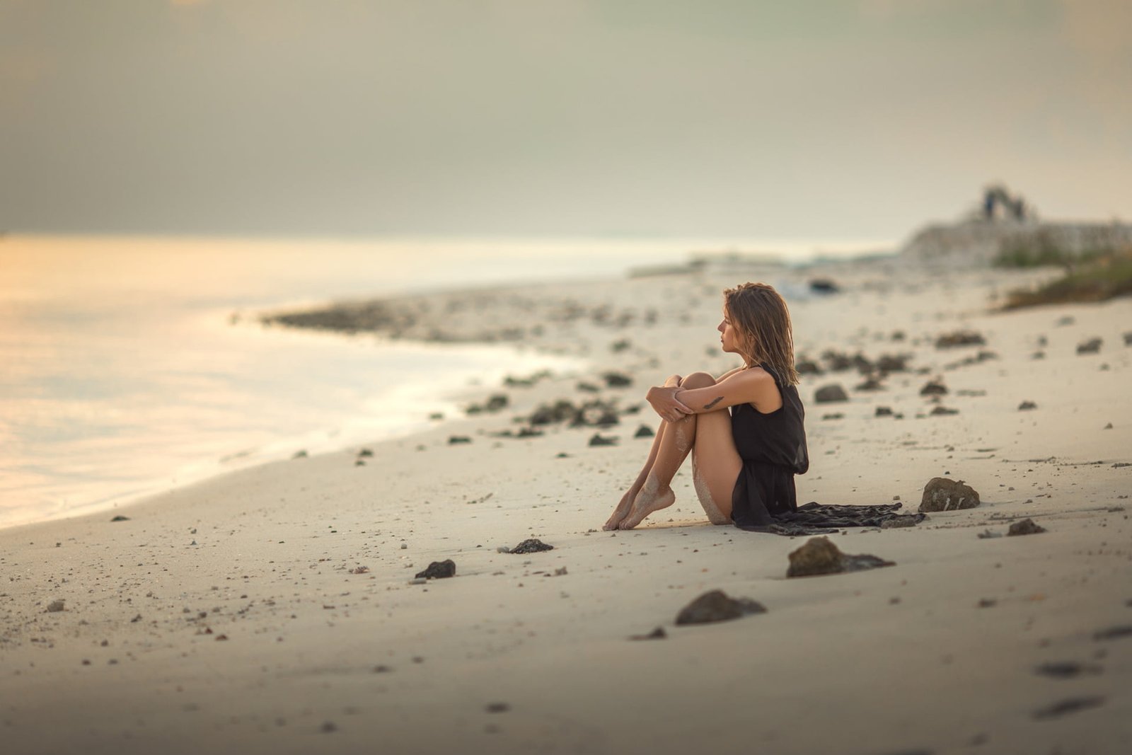 women outdoors beach sitting one person land sea real people 2k