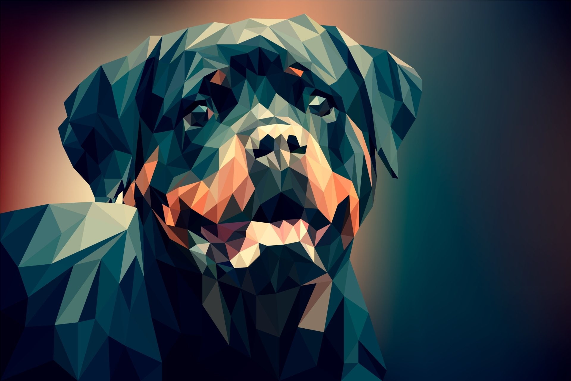 Abstract Facets Digital Art Dog Low Poly Polygon Rottweiler 2k