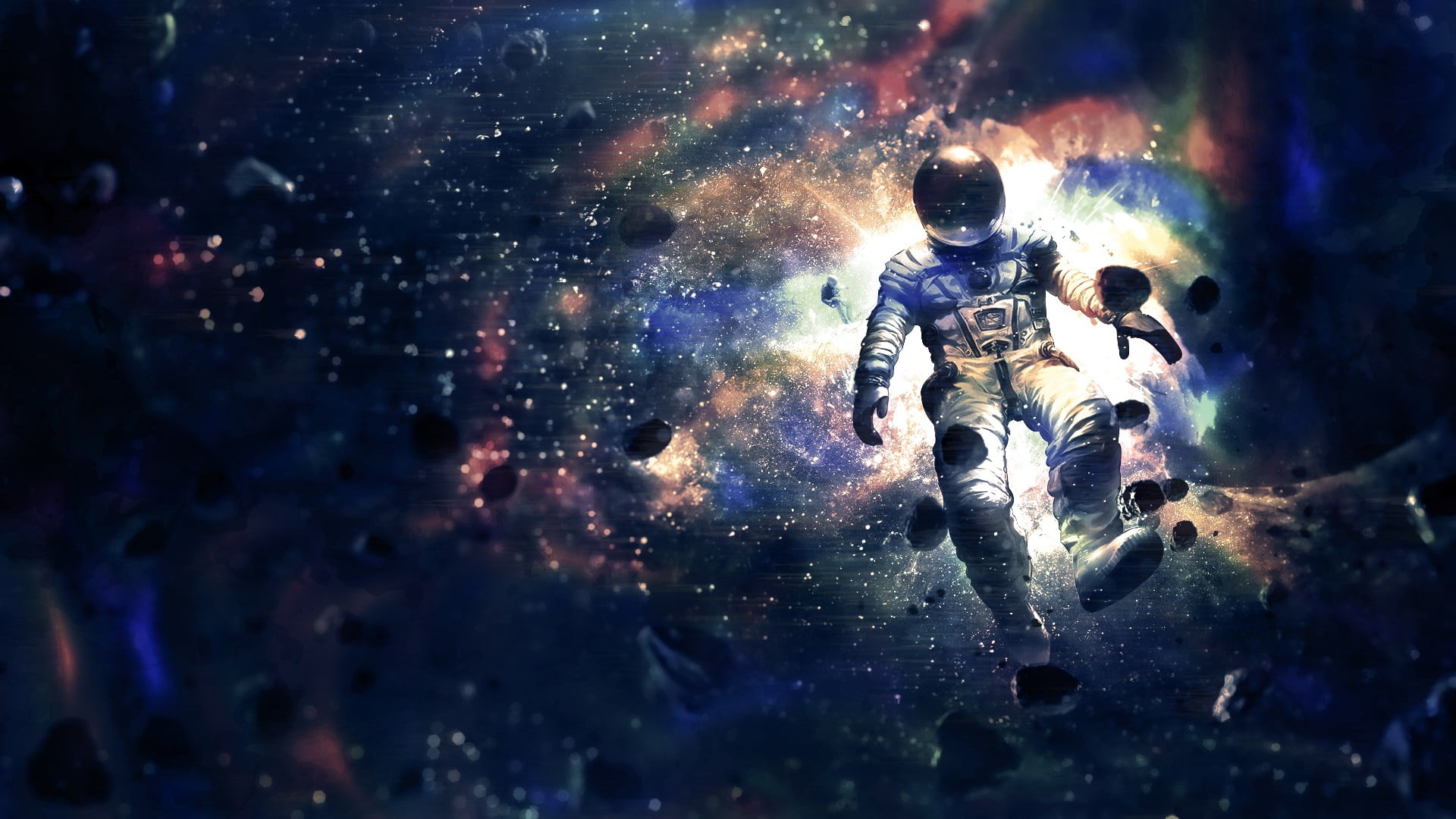astronaut on space wallpaper LSD drugs front view nature 2k