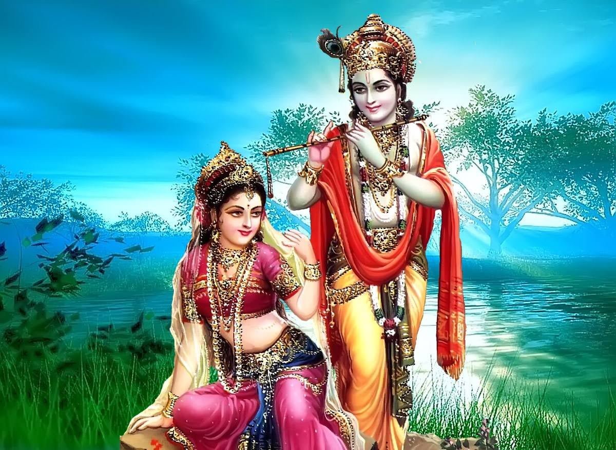 Bhagwaan Shree Krishna Hindu God's poster Lord river