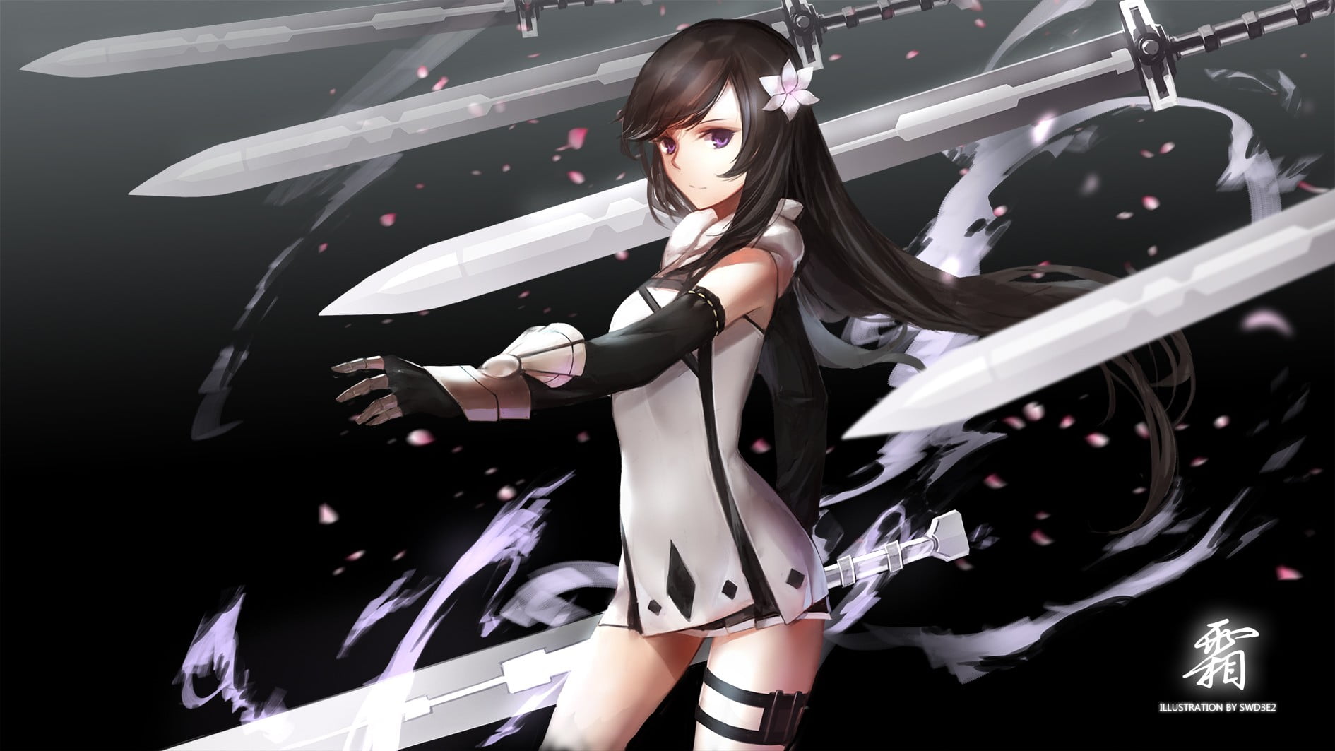 black haired female anime character wallpaper original characters 2k