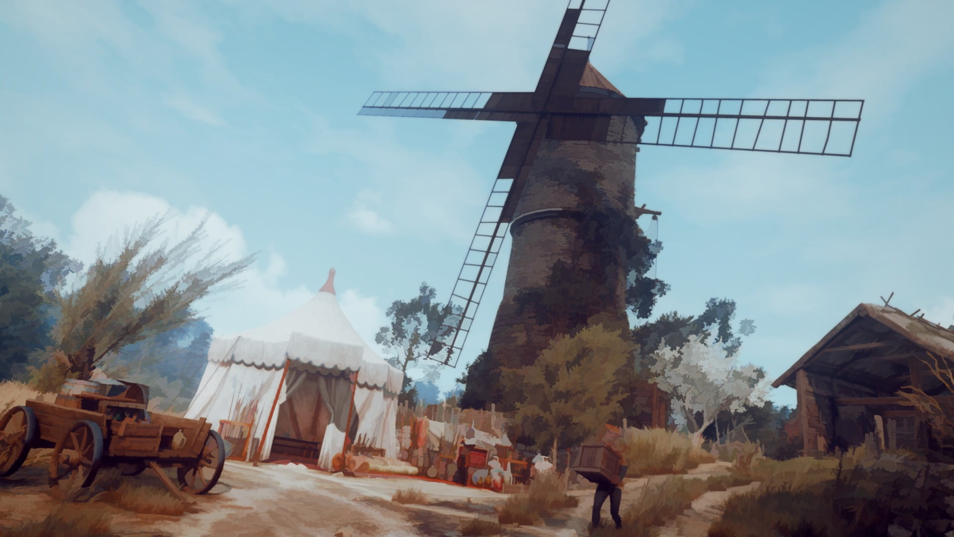 brown windmill painting The Witcher 3 Wild Hunt video games 2k