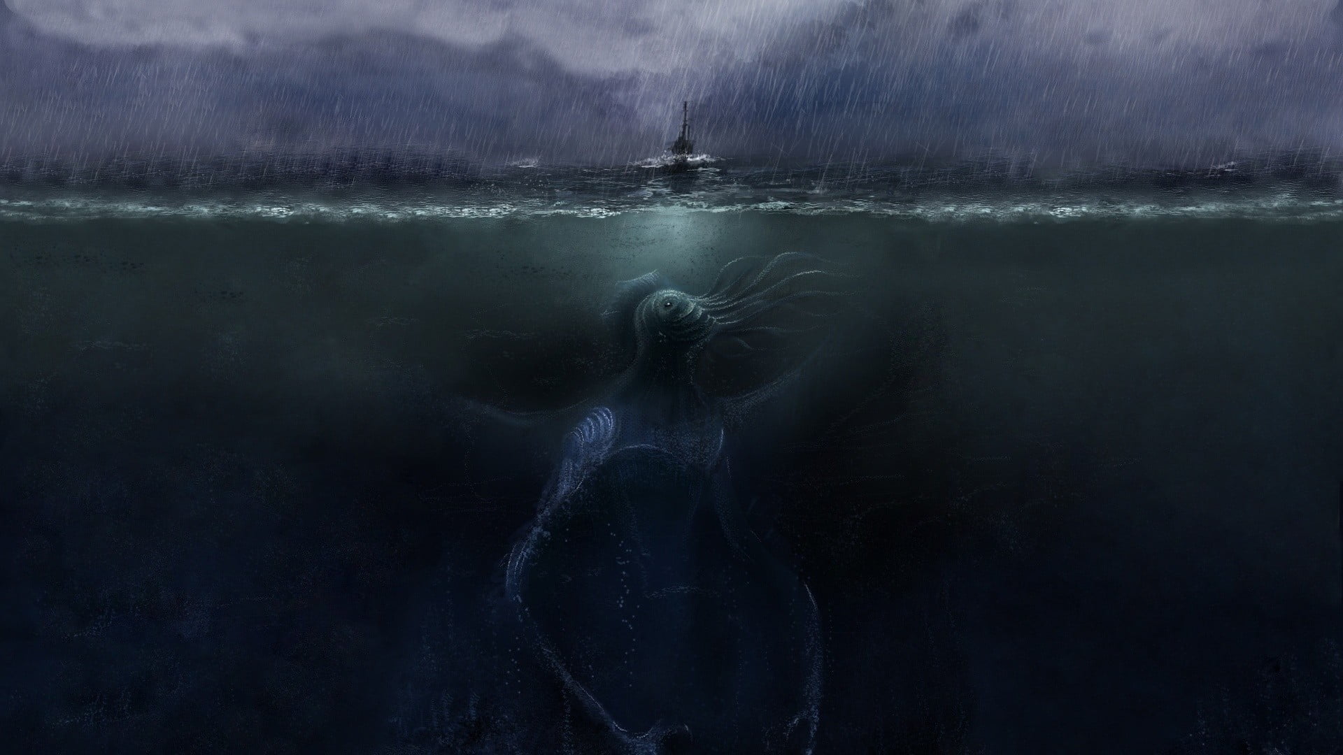 Cthulhu Dagon H P Lovecraft horror sea underwater creature 2k