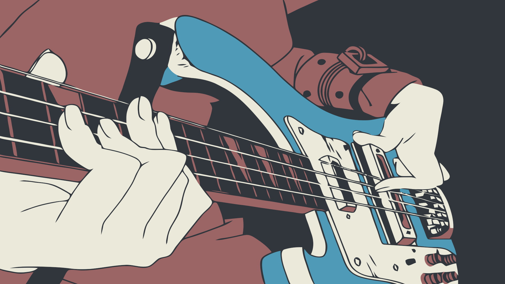 digital art anime FLCL bass guitars Haruhara Haruko musical instrument 2k