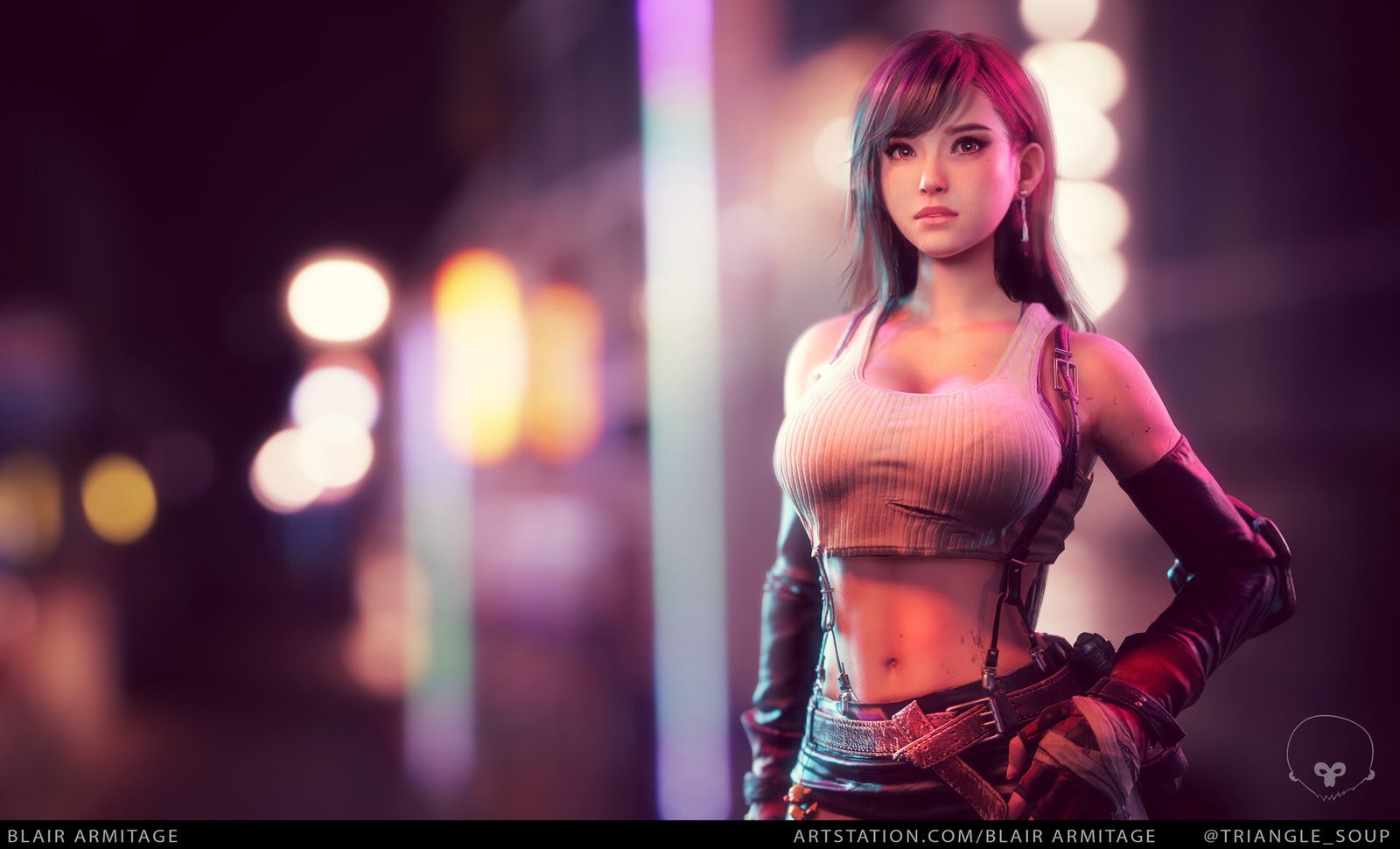 digital art women long hair painting Final Fantasy Tifa Lockhart 2k