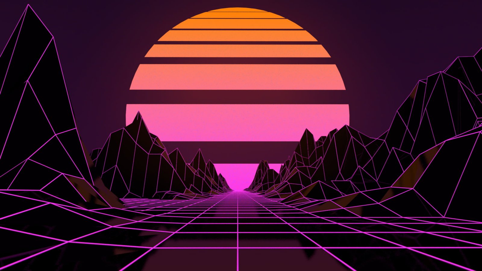 digital art artwork landscape lines Retrowave 2k