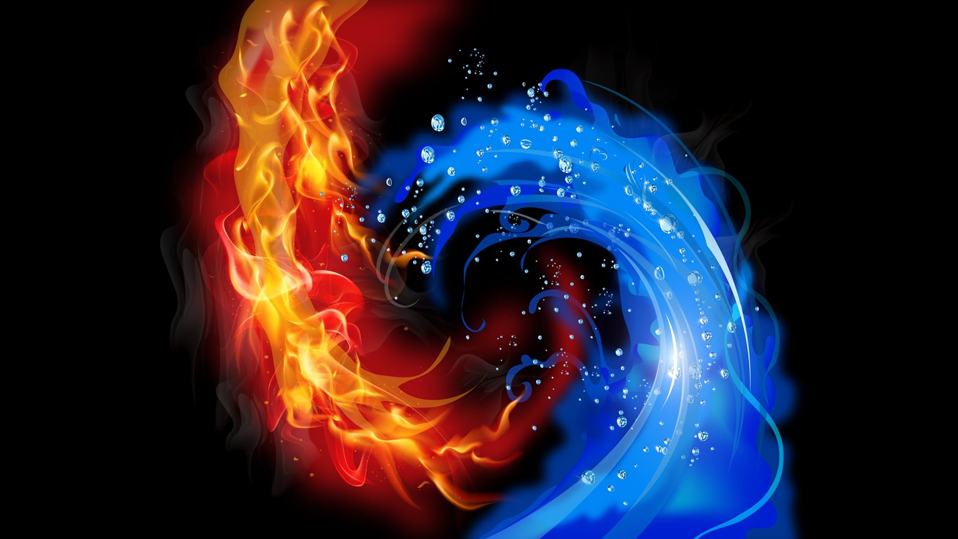 fire and ice wallpaper abstract black background water vector 2k