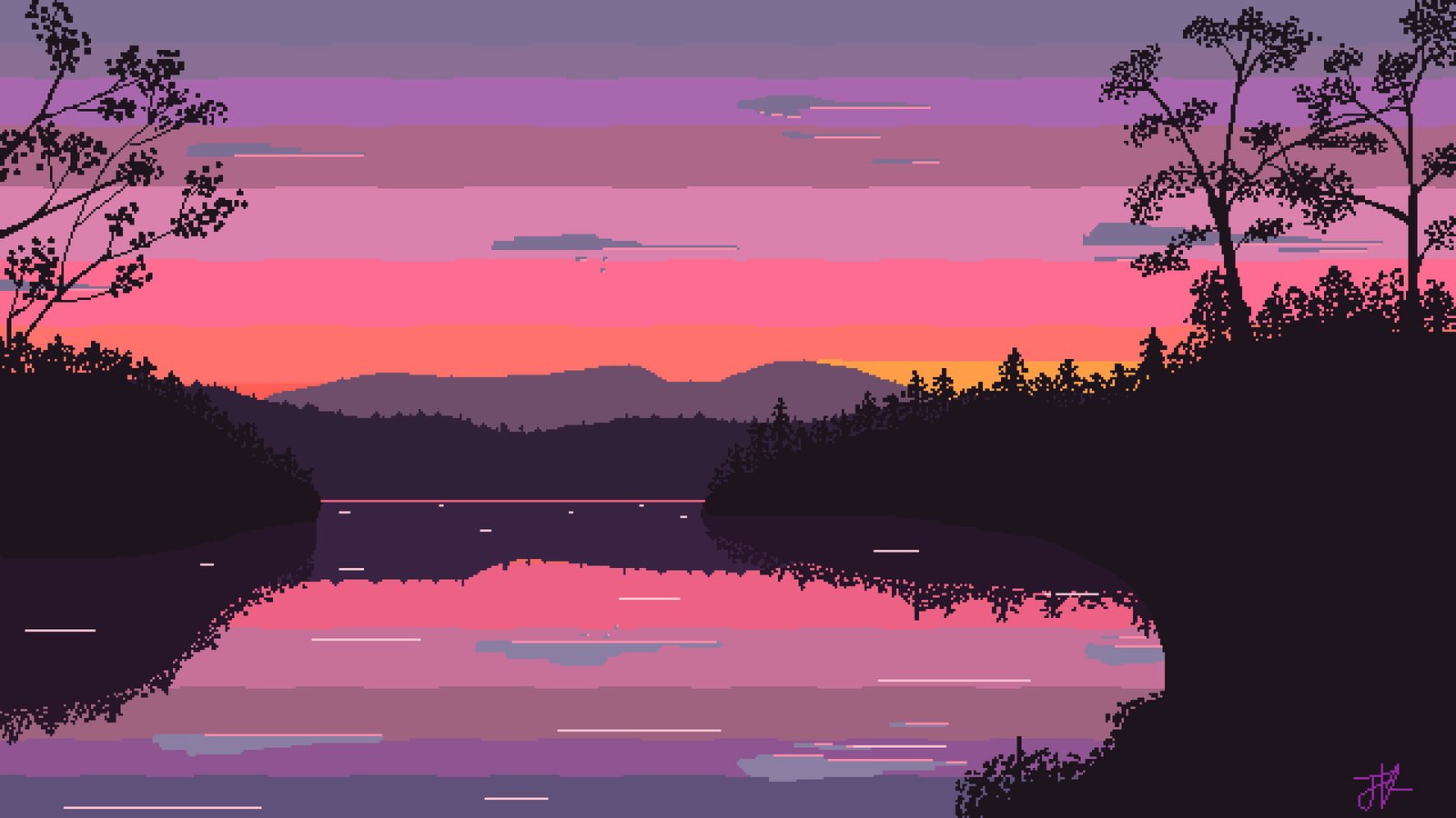 pixel art digital pixelated pixels nature landscape 2k