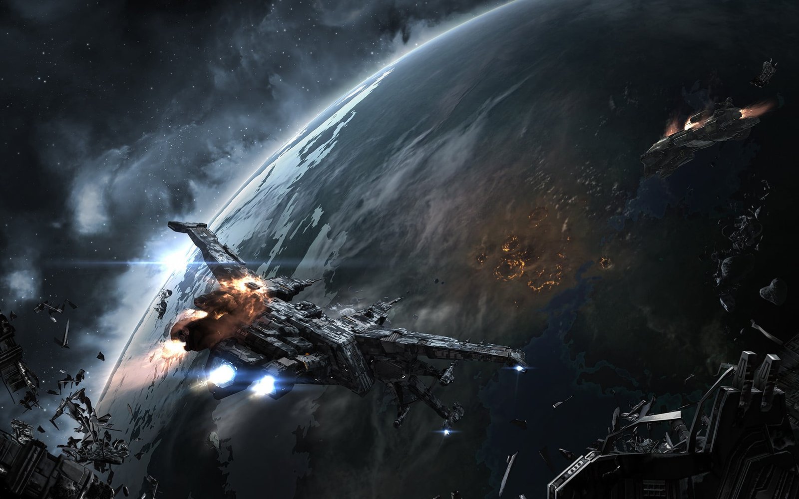 spacecraft digital wallpaper EVE Online science fiction spaceship 2k