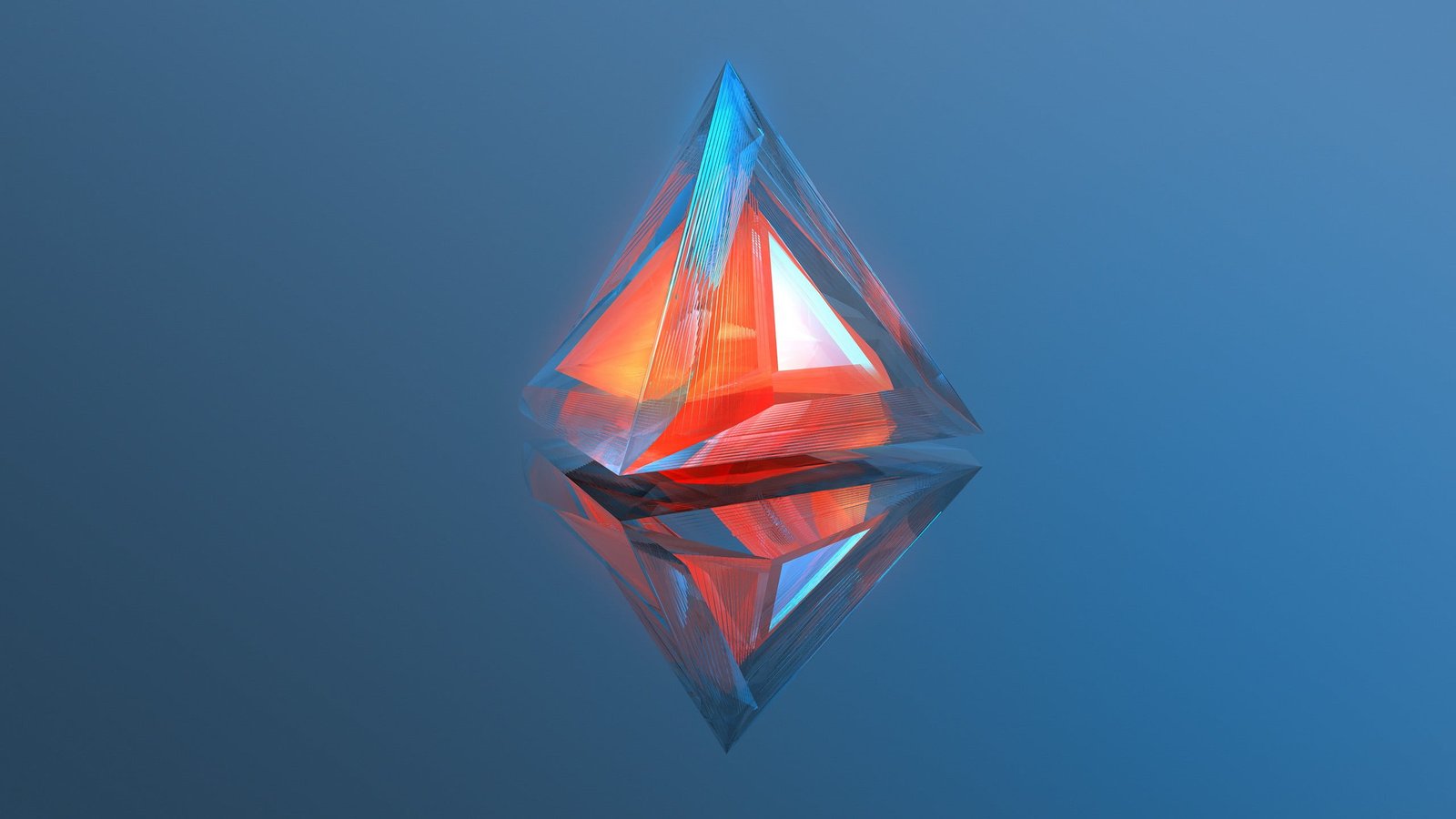 red and clear diamond ornament digital art abstract minimalism 2k