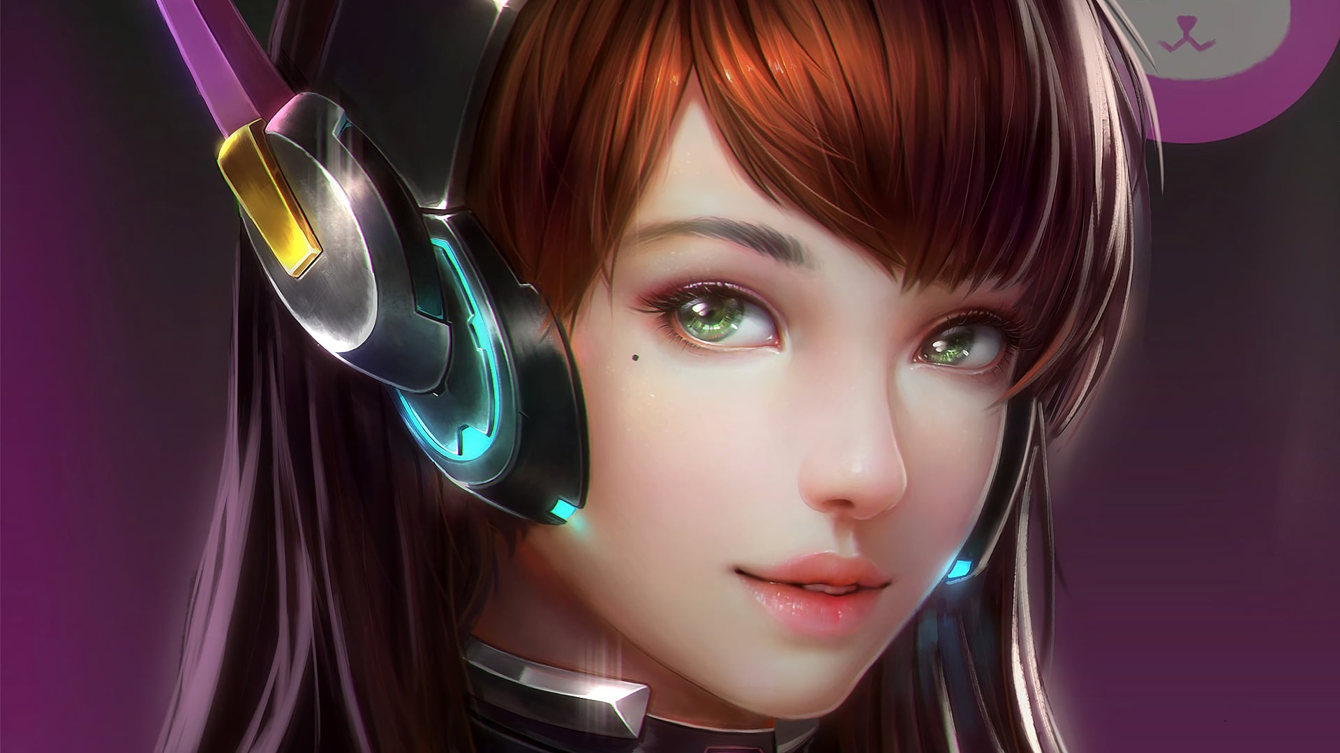 red haired female anime character D Va Overwatch video games 2k