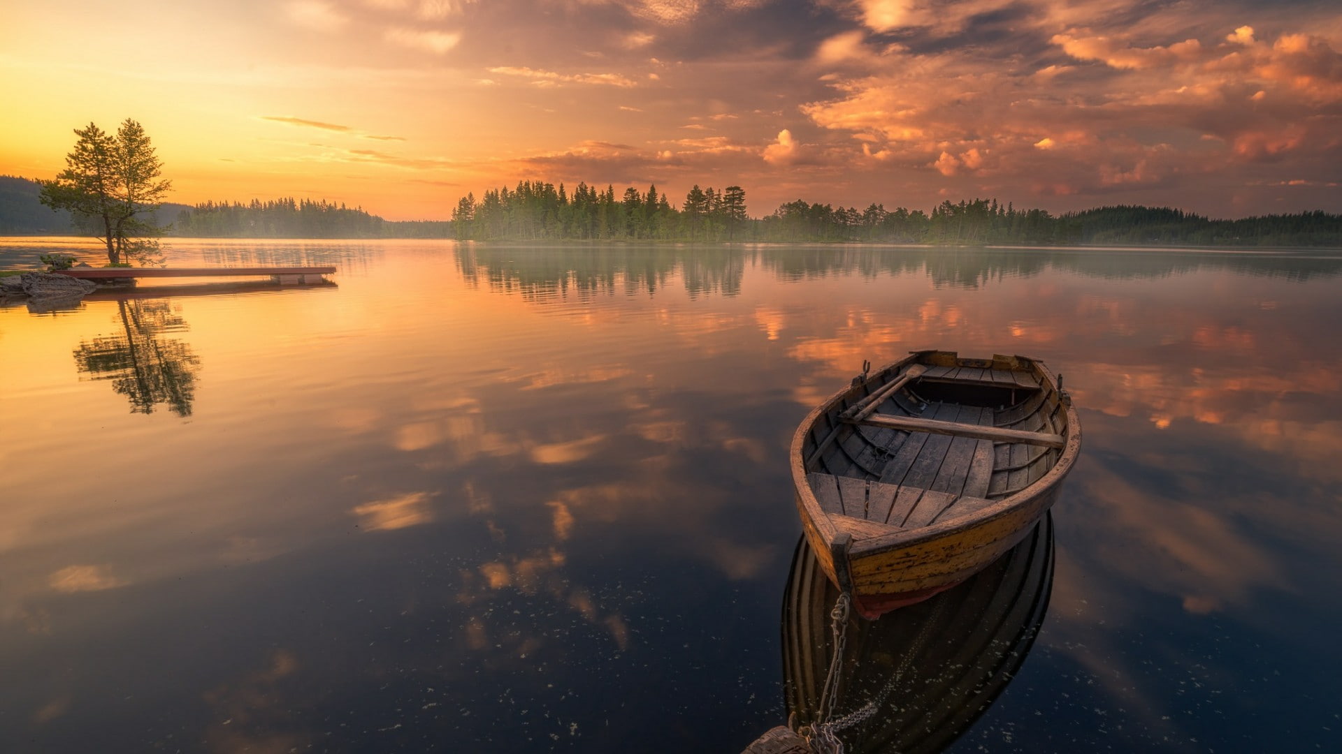 reflection water nature sky waterway reflected boat calm 2k