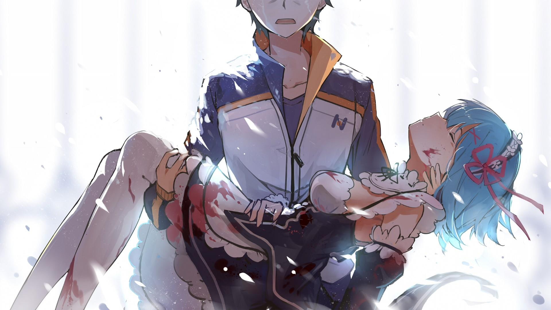 rem subaru rezero sad anime otaku 2k