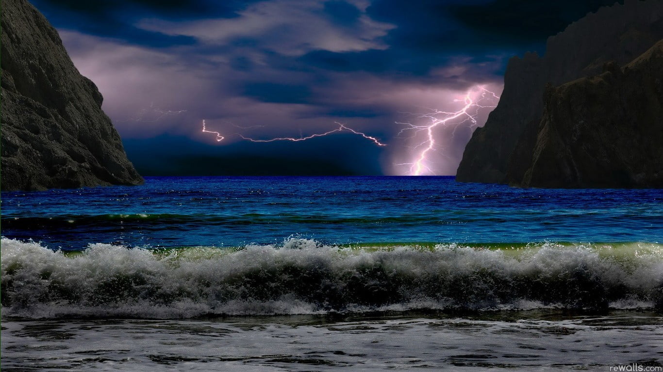 sea waves wallpaper landscape beach storm nature power in
