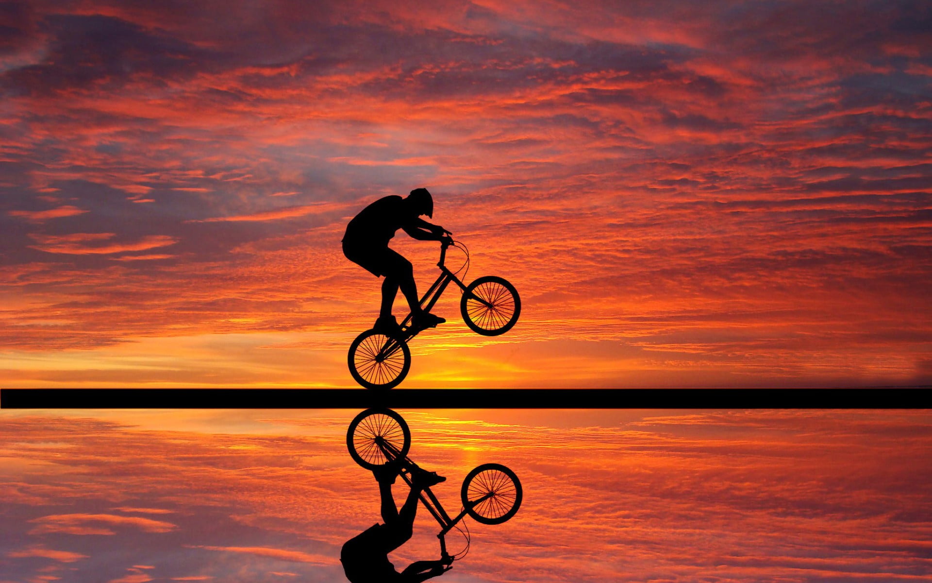 Beach Sunset Cyclista silhouette of person riding bike Sports 2k