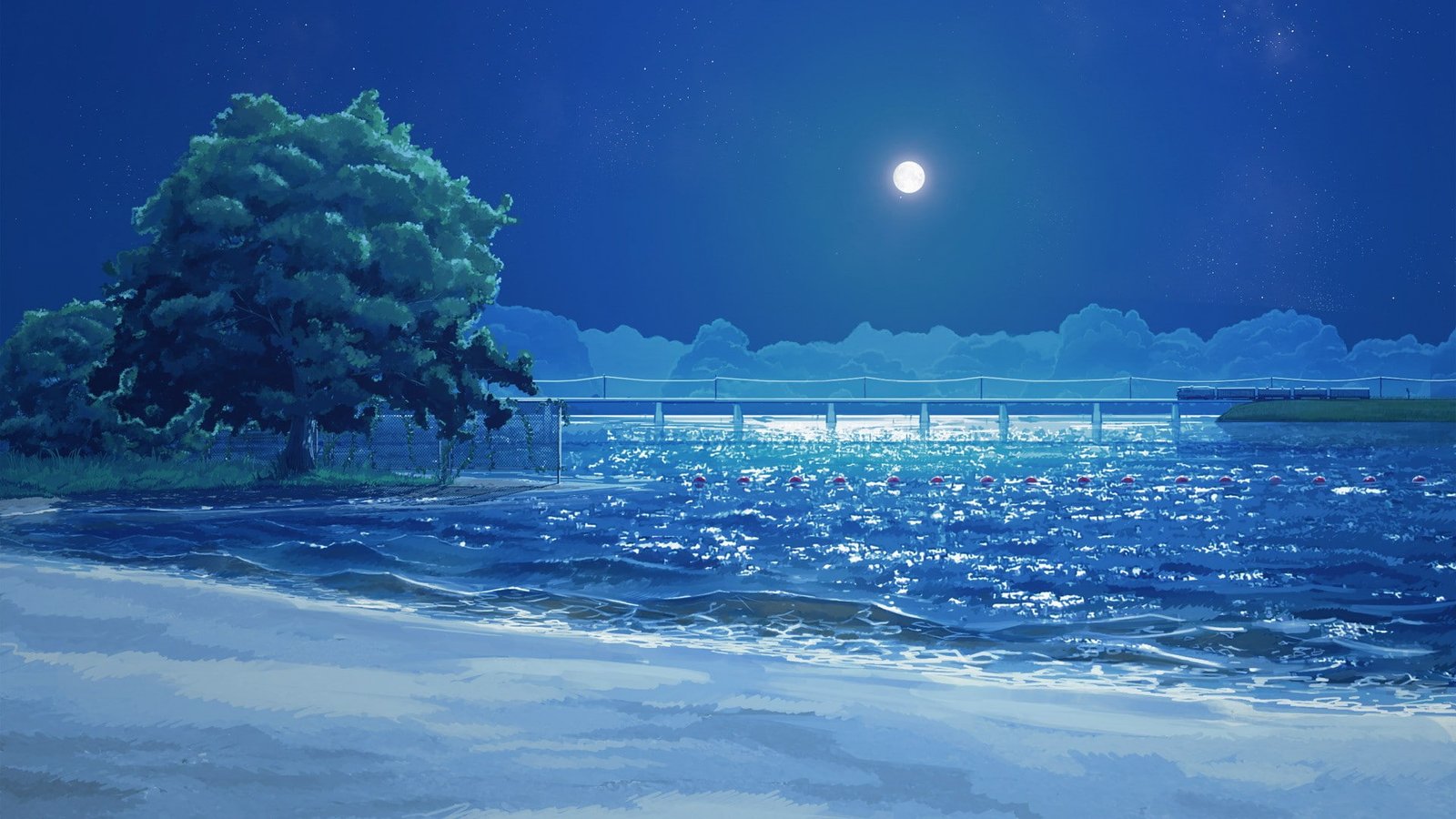 beach ArseniXC trees Everlasting Summer sea clouds visual novel 2k