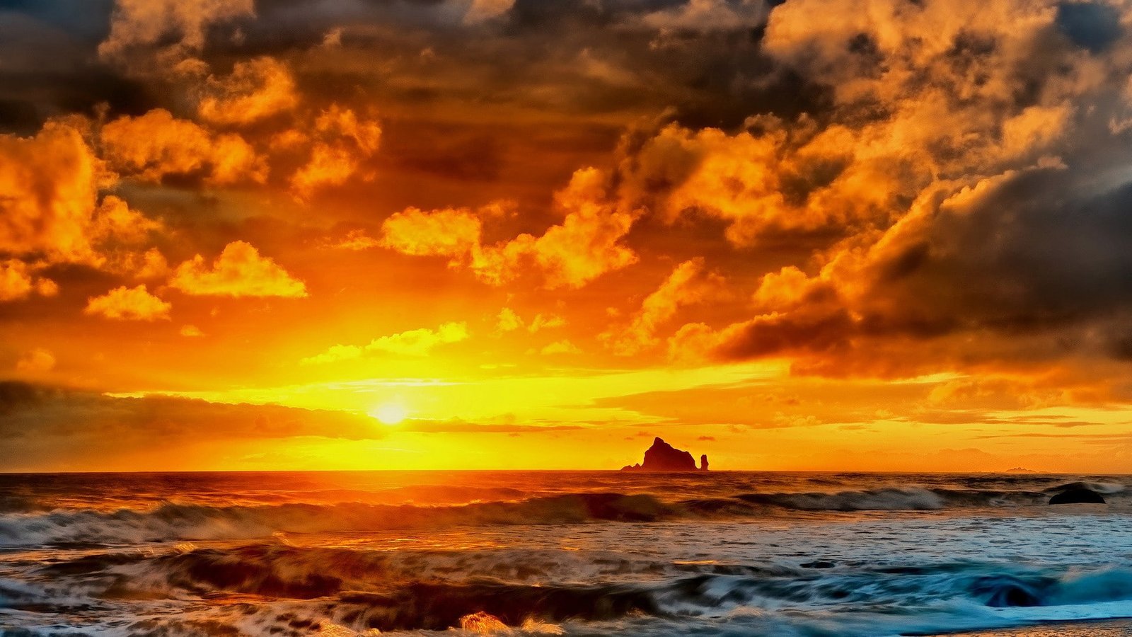beach sunset sunlight sea clouds sky orange color cloud 2k