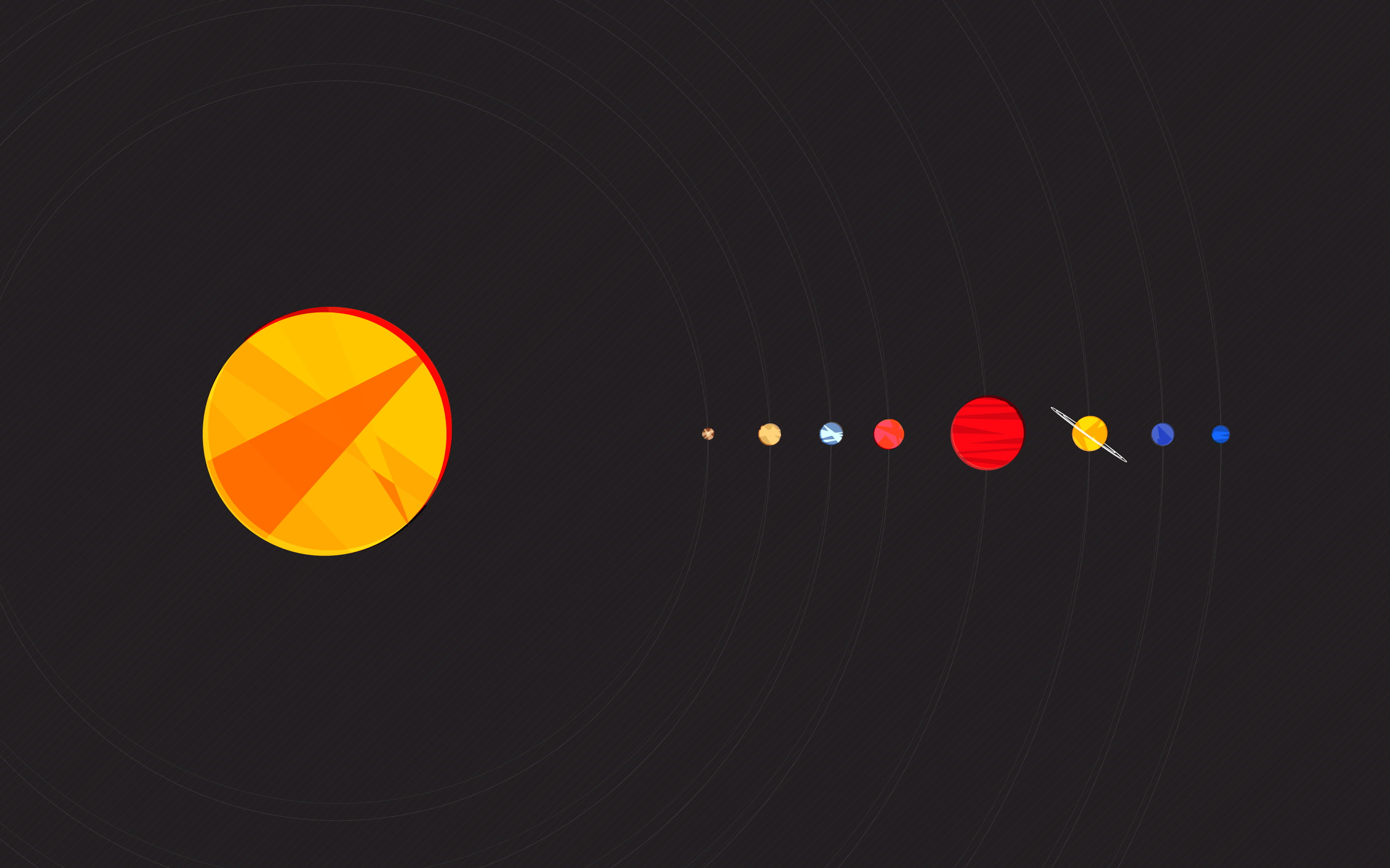 solar system illustration simple background minimalism Sun 2k
