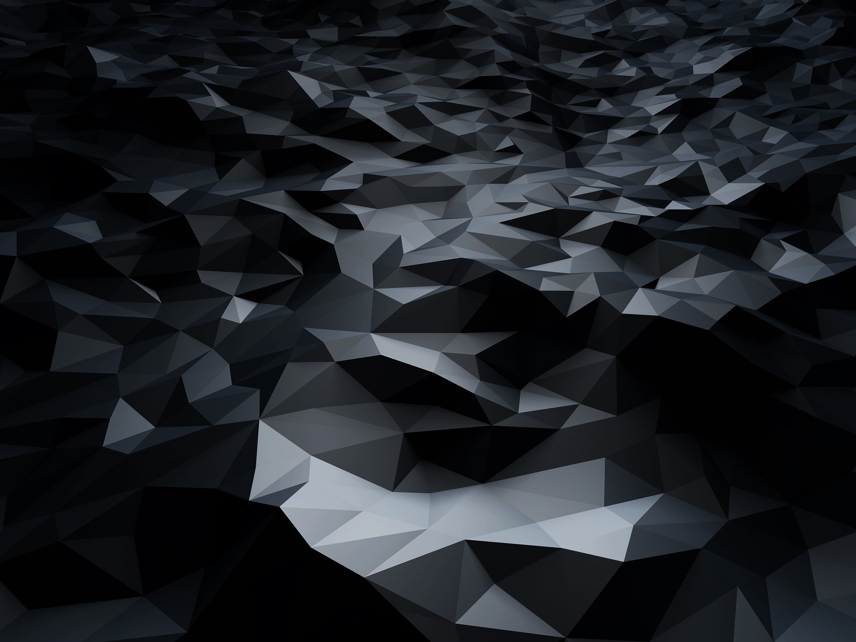 black and gray abstract painting low poly digital art dark 2k