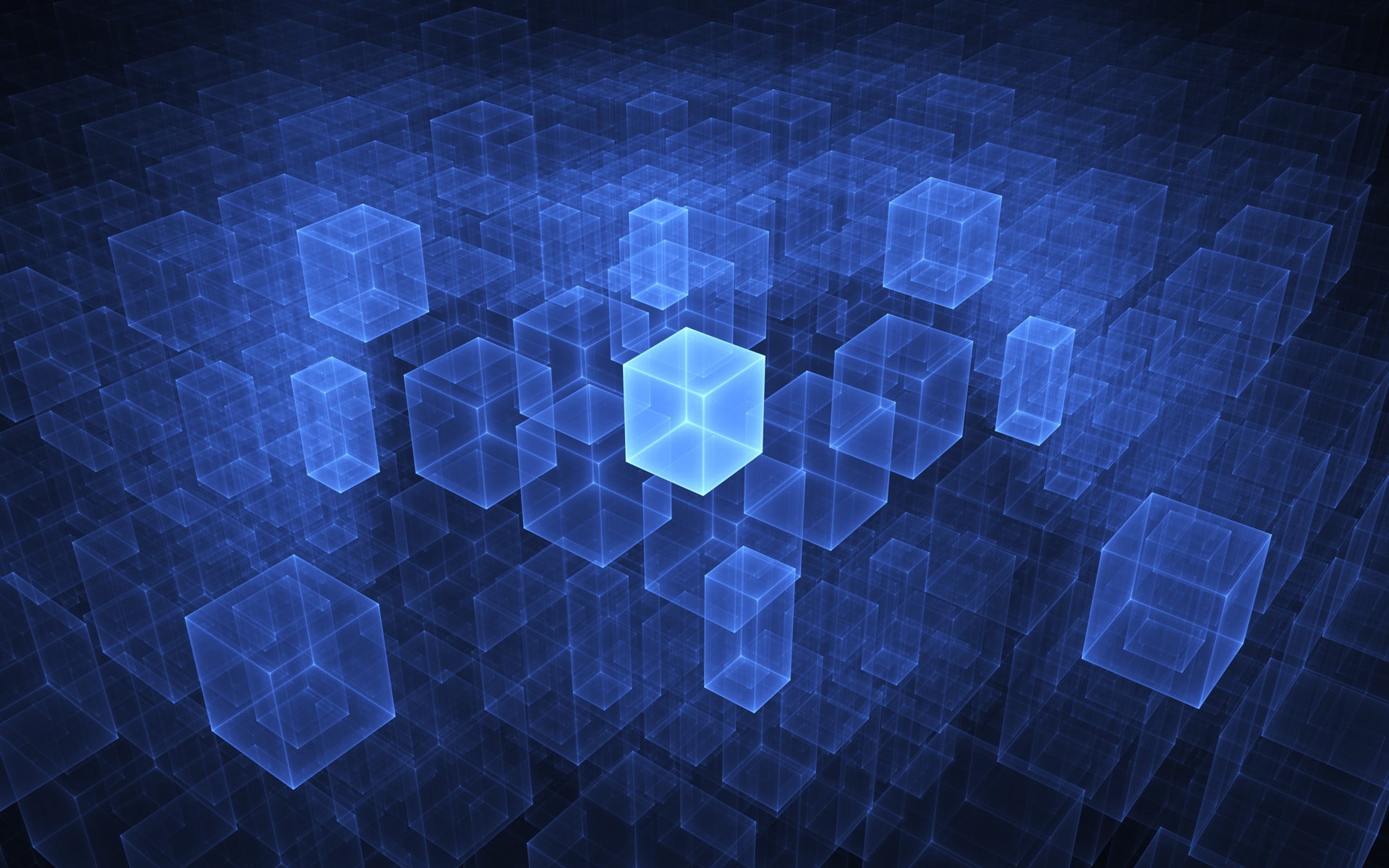 blue dimension abstract cube shape flooring design pattern 2k