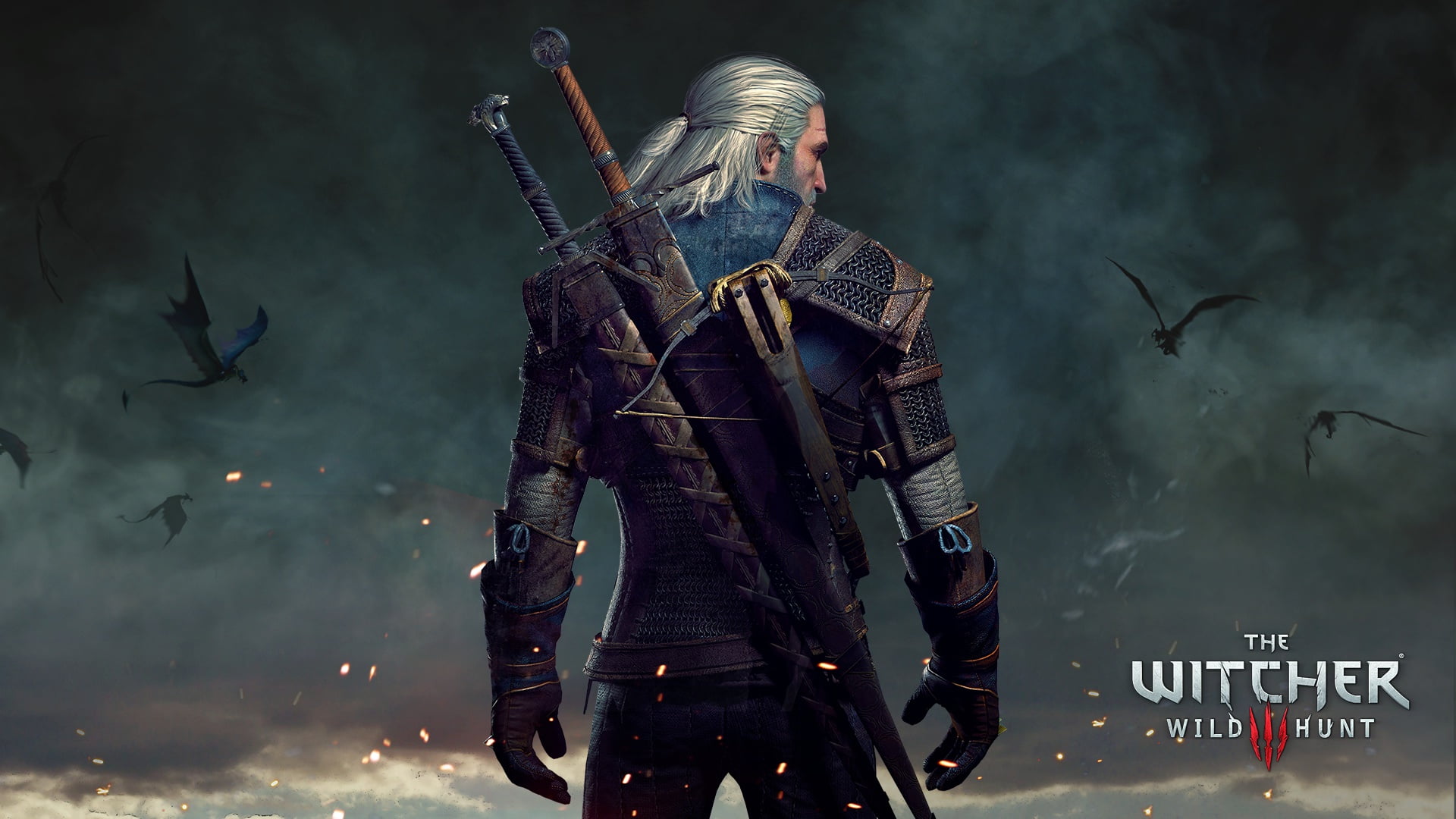 The Witcher Wild Hunt digital wallpaper the game armor swords 2k