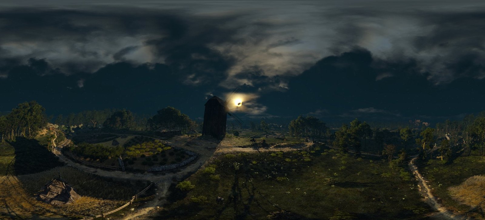 The Witcher 3 Wild Hunt Sky Sun Windmill 2k