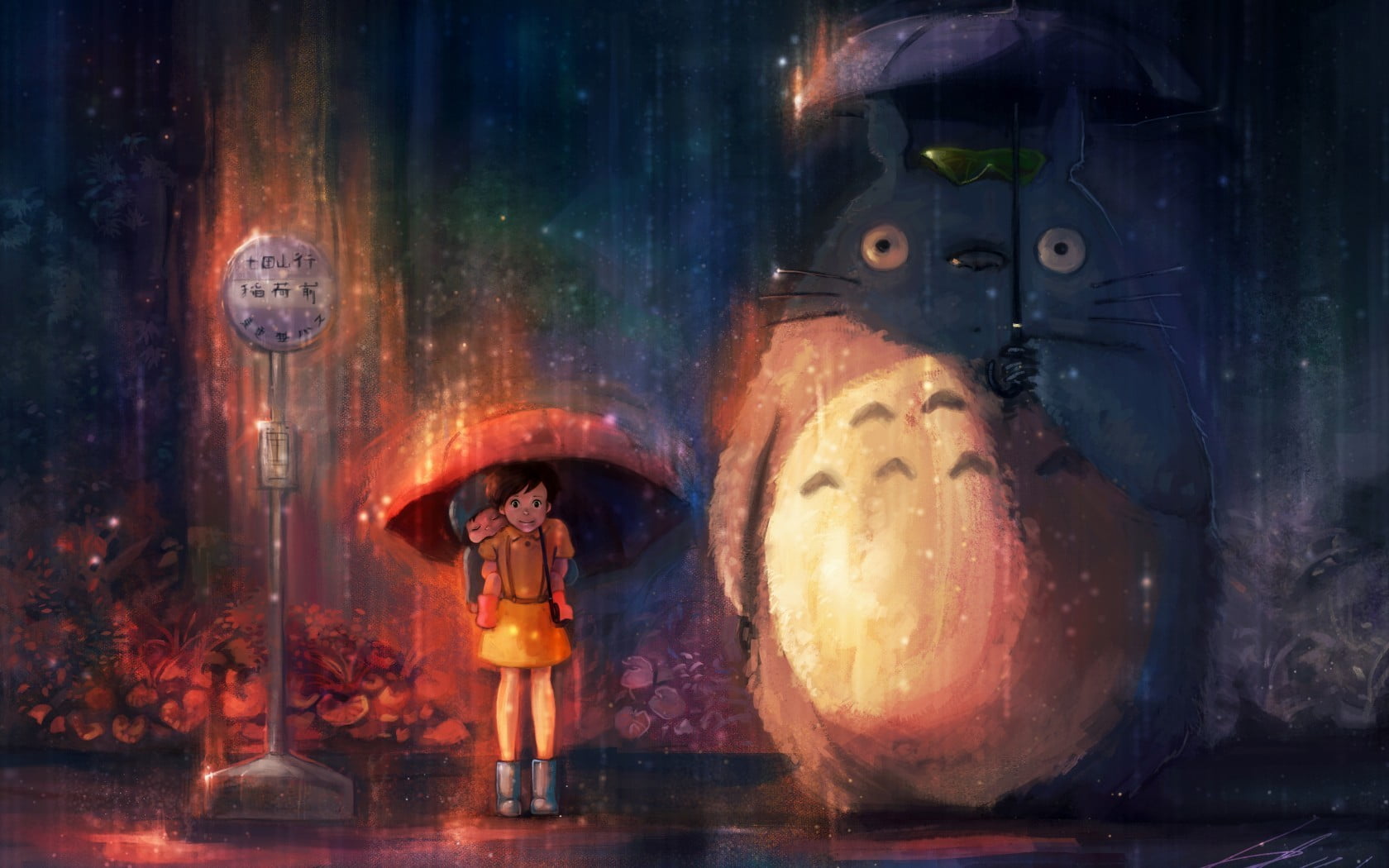 Totoro wallpaper Studio Ghibli anime My Neighbor night 2k