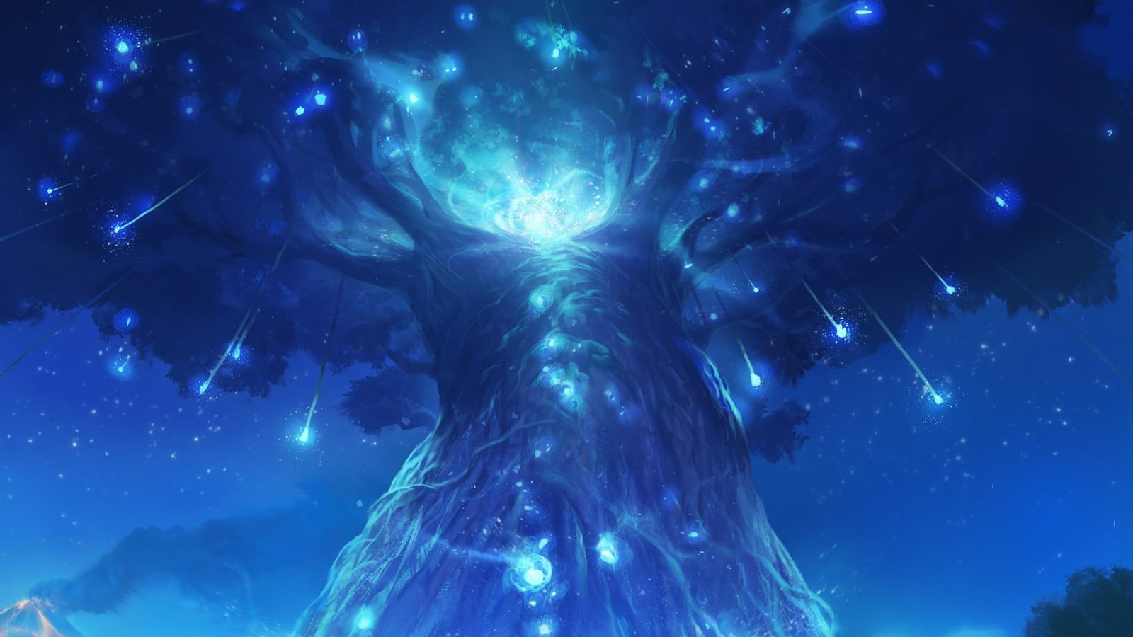 tree illustration Ori and the Blind Forest trees spirits landscape 2k