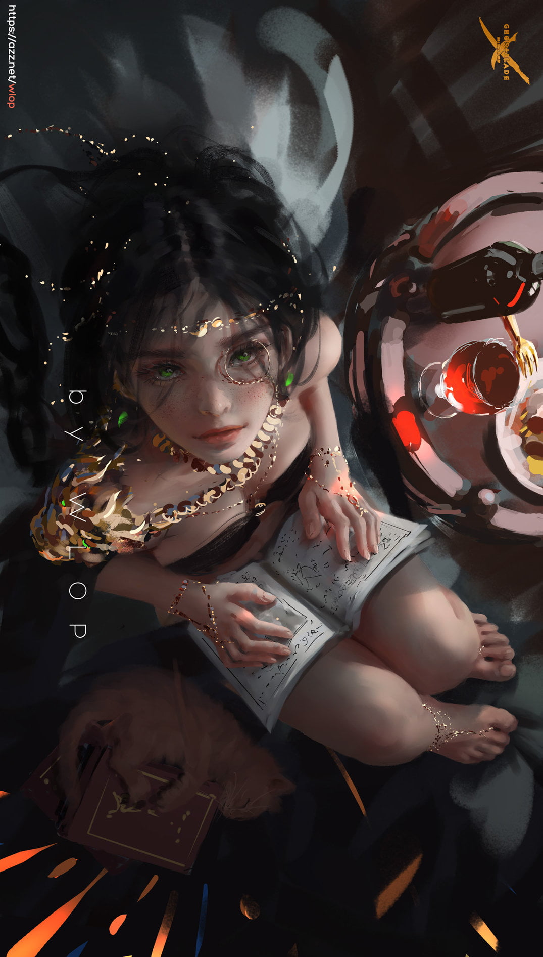 WLOP Ghost Blade anime girls reading