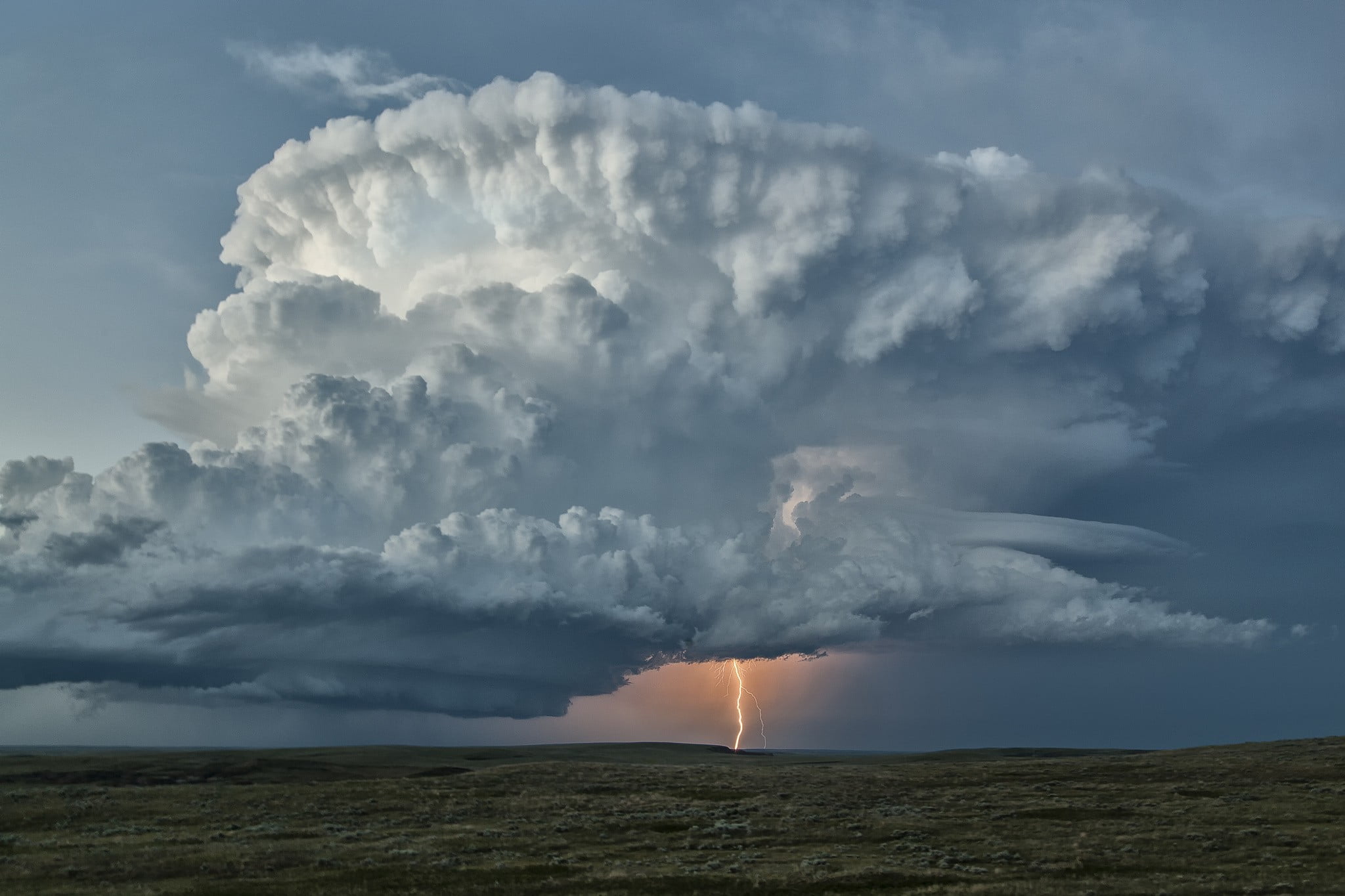 view of clouds and lightning nature landscape storm sky field 2k