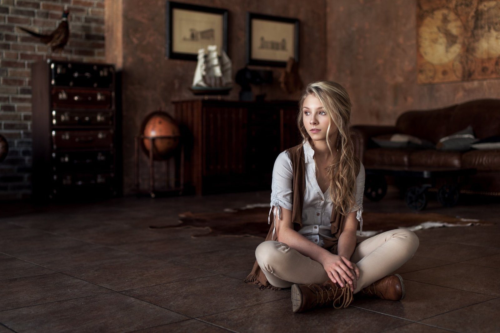 women's white button up shirt Maxim Guselnikov model long hair 2k