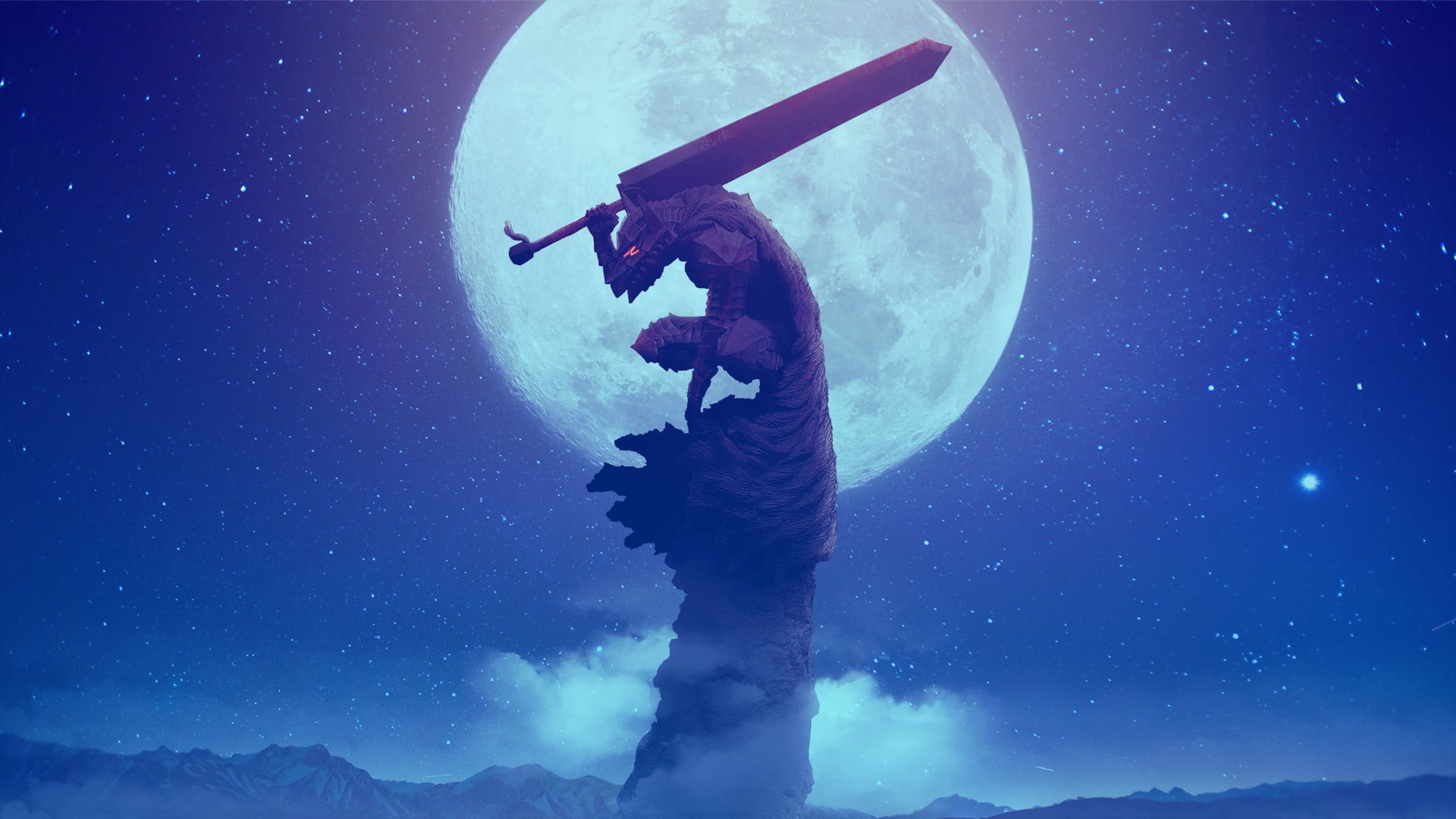wolf holding sword anime wallpaper Berserk Black Swordsman 2k