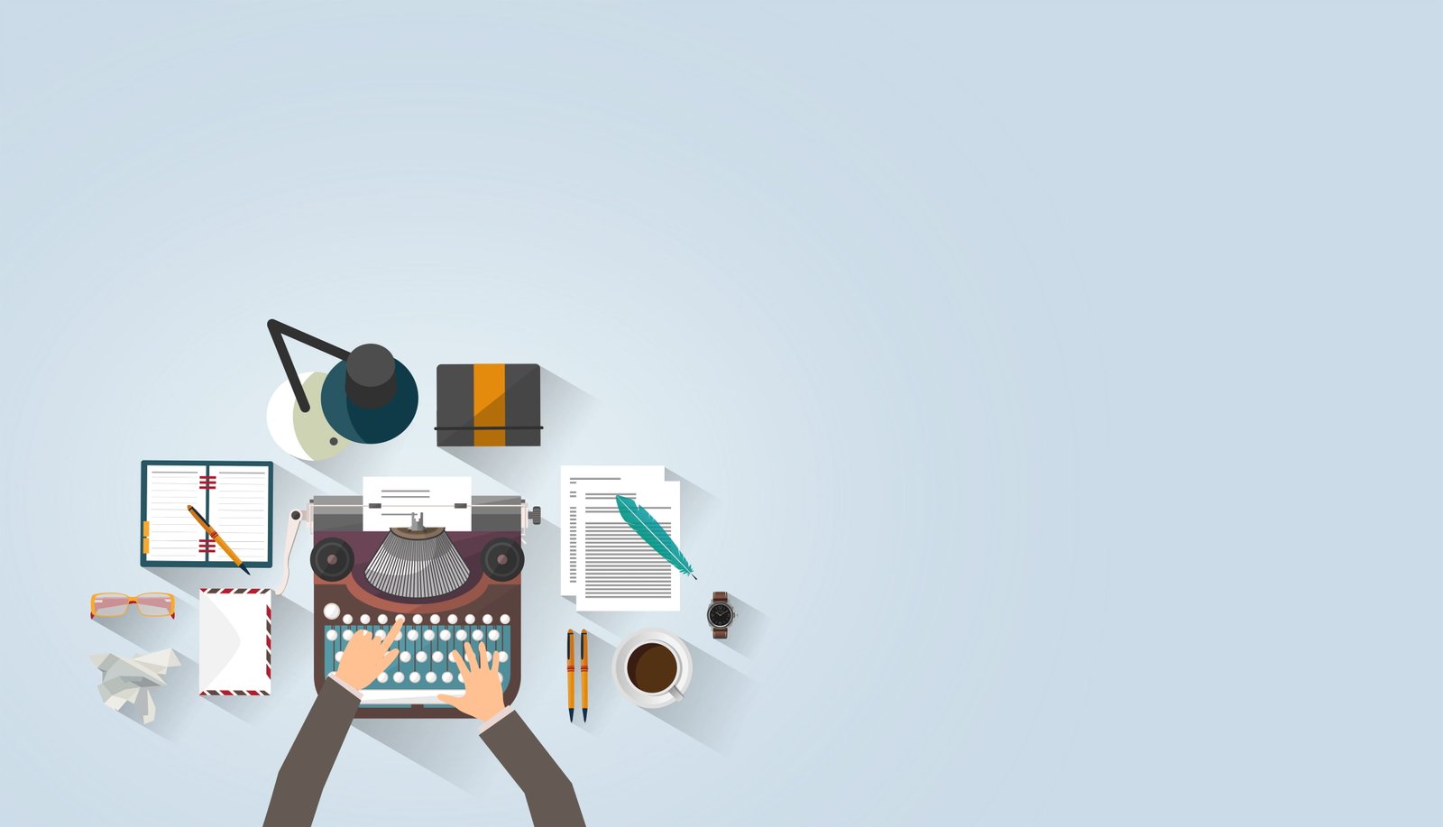 Writer Typing Typewriter Work Desk Author With Copyspace 2k 4k
