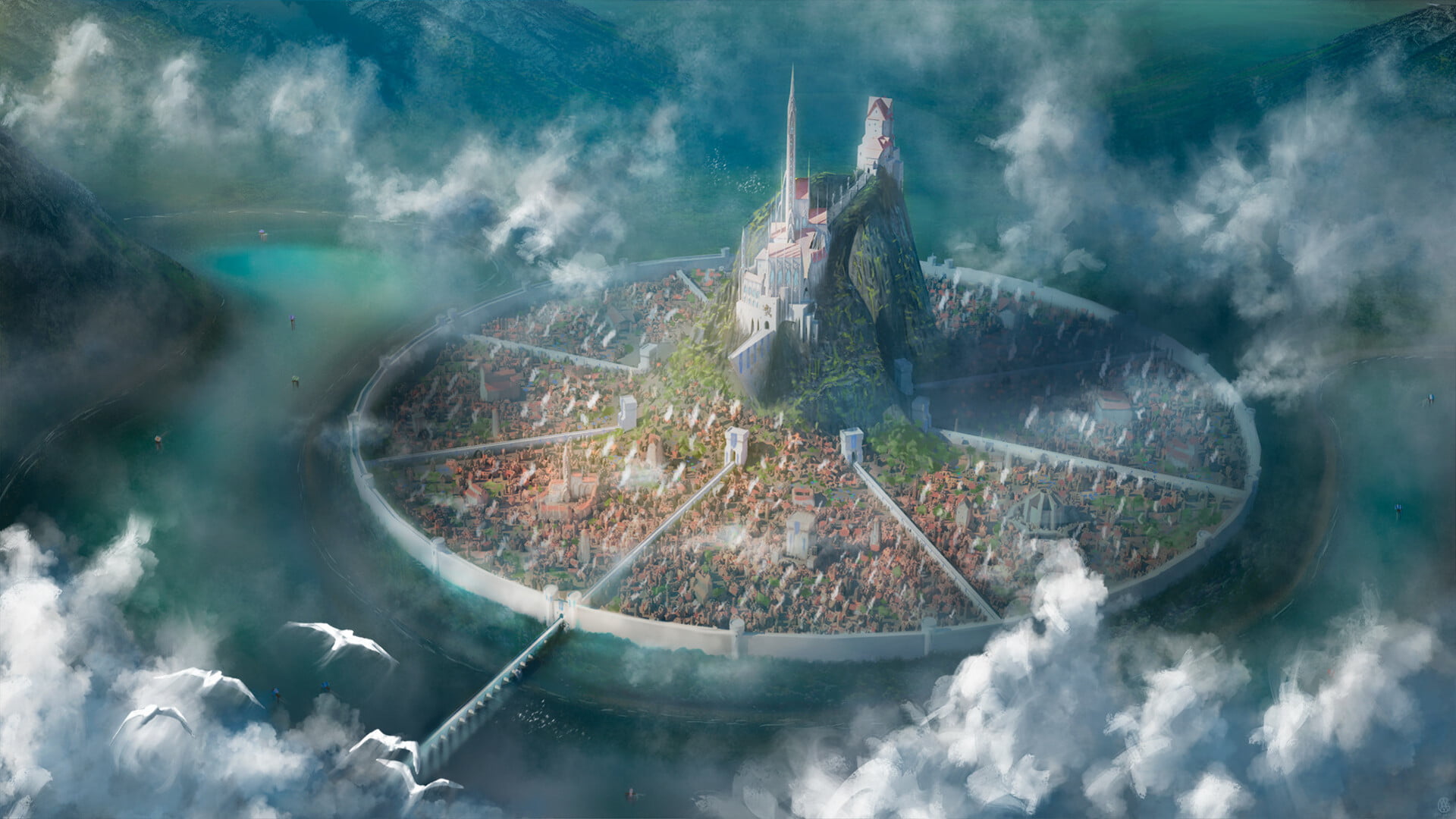 digital art artwork fantasy city landscape 2k